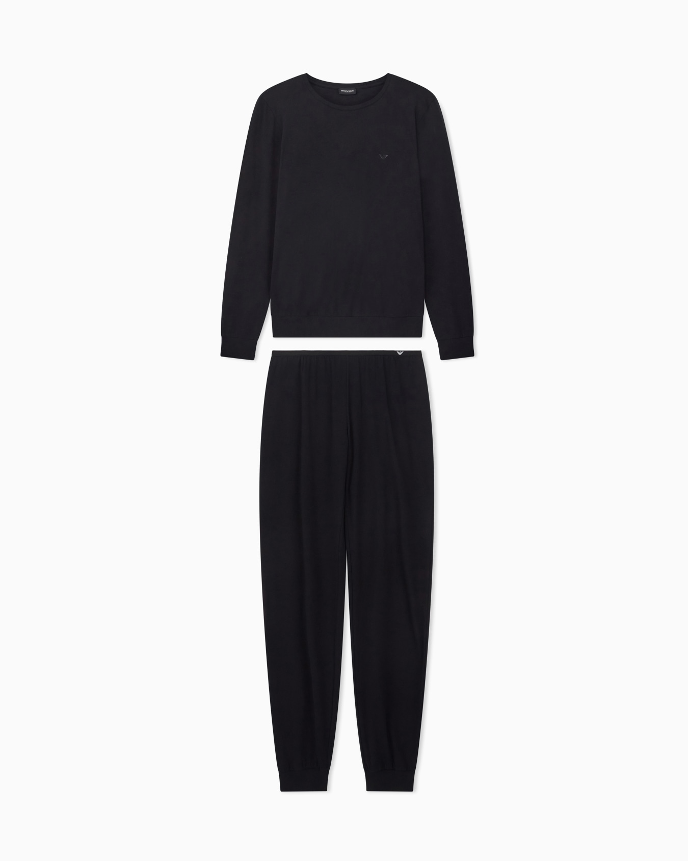 Pijama largo de algodón con cintura elástica y logotipo Diapositiva 0