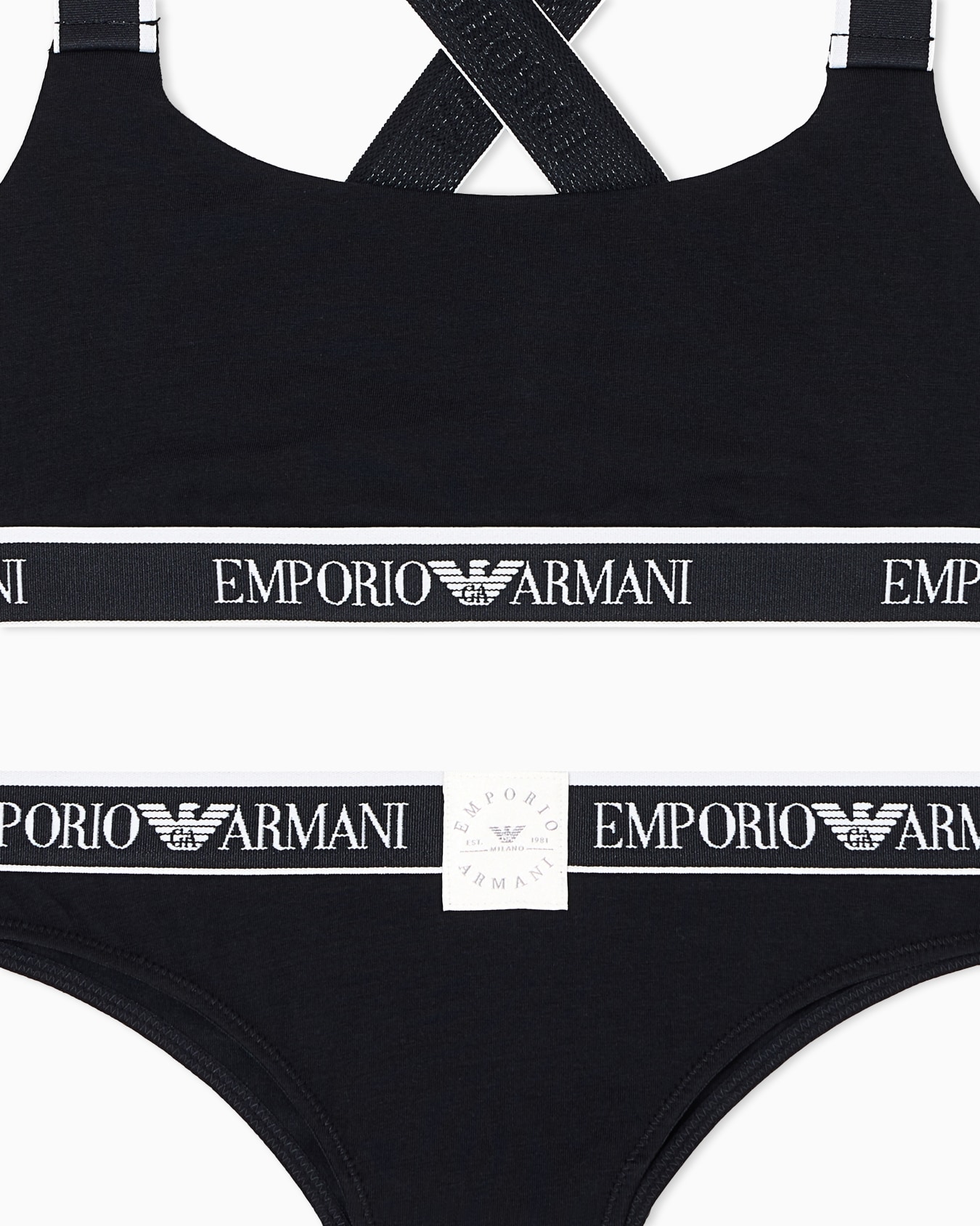Conjunto de sujetador bralette y braguita brasileña de algodón orgánico con banda con logotipo Iconic ASV Diapositiva 3