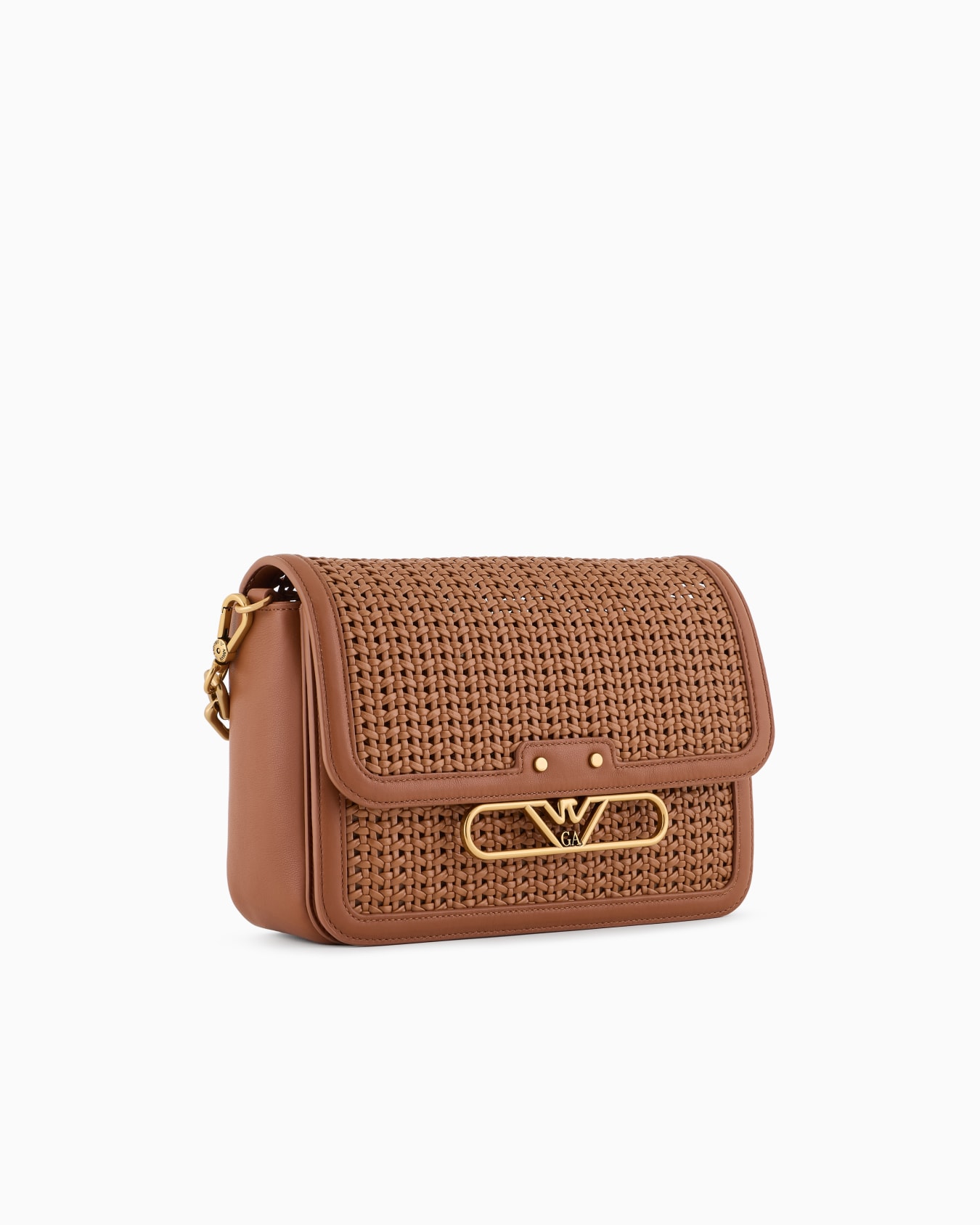 Interwoven shoulder bag with metal eagle logo Slide 1
