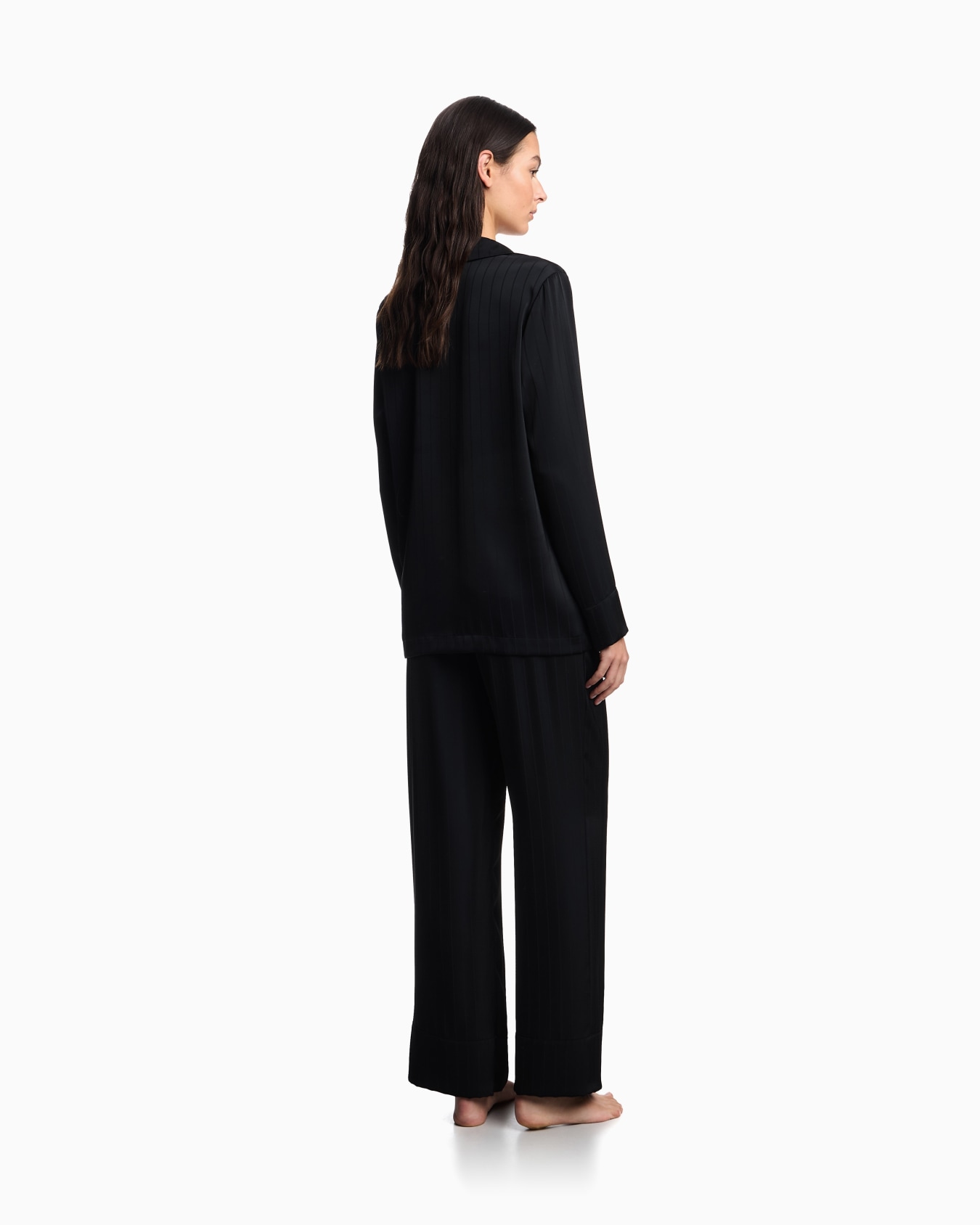 Satin pyjamas with matching striped motif Slide 2