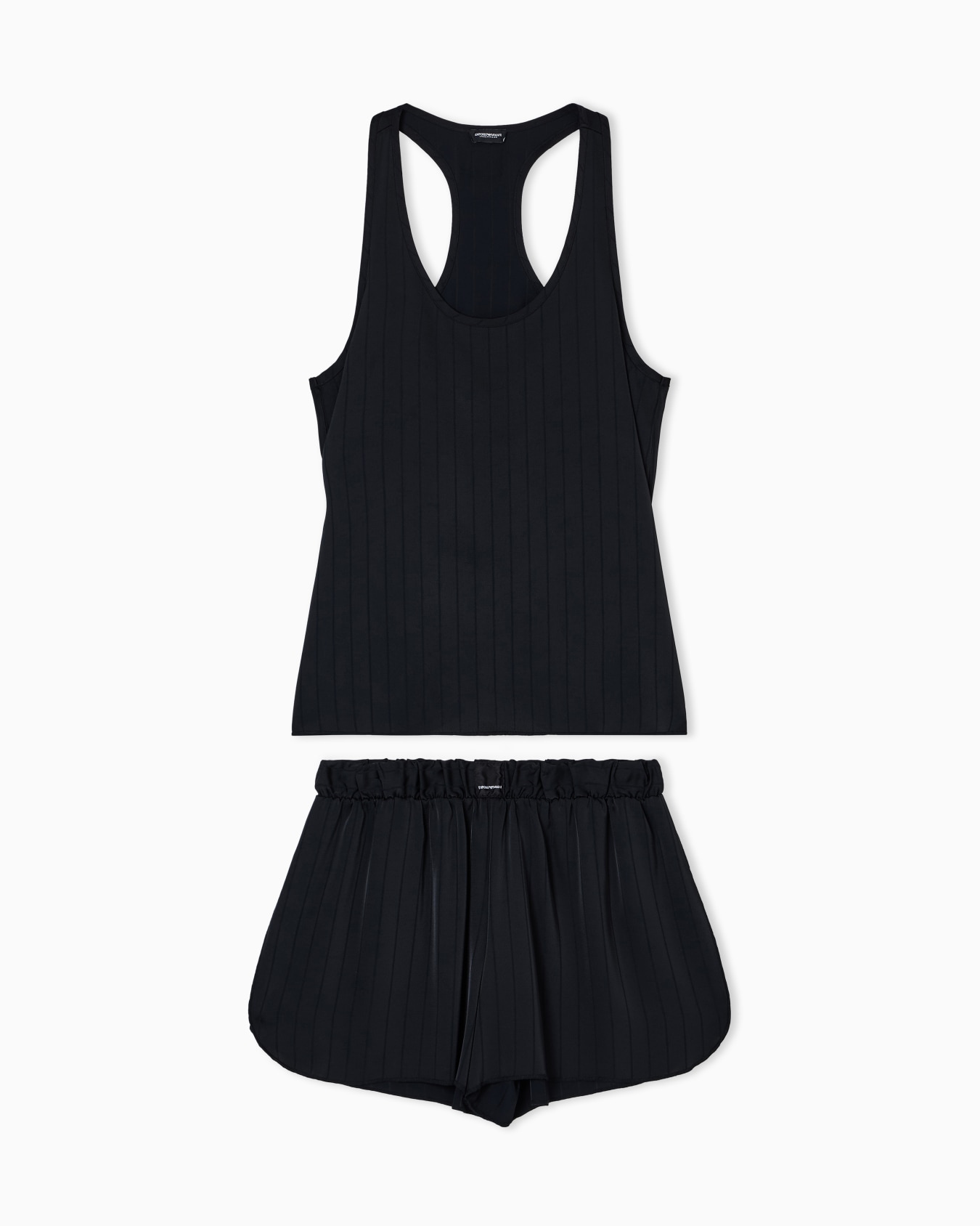 Satin tank top and shorts pyjamas with a matching striped motif Slide 0