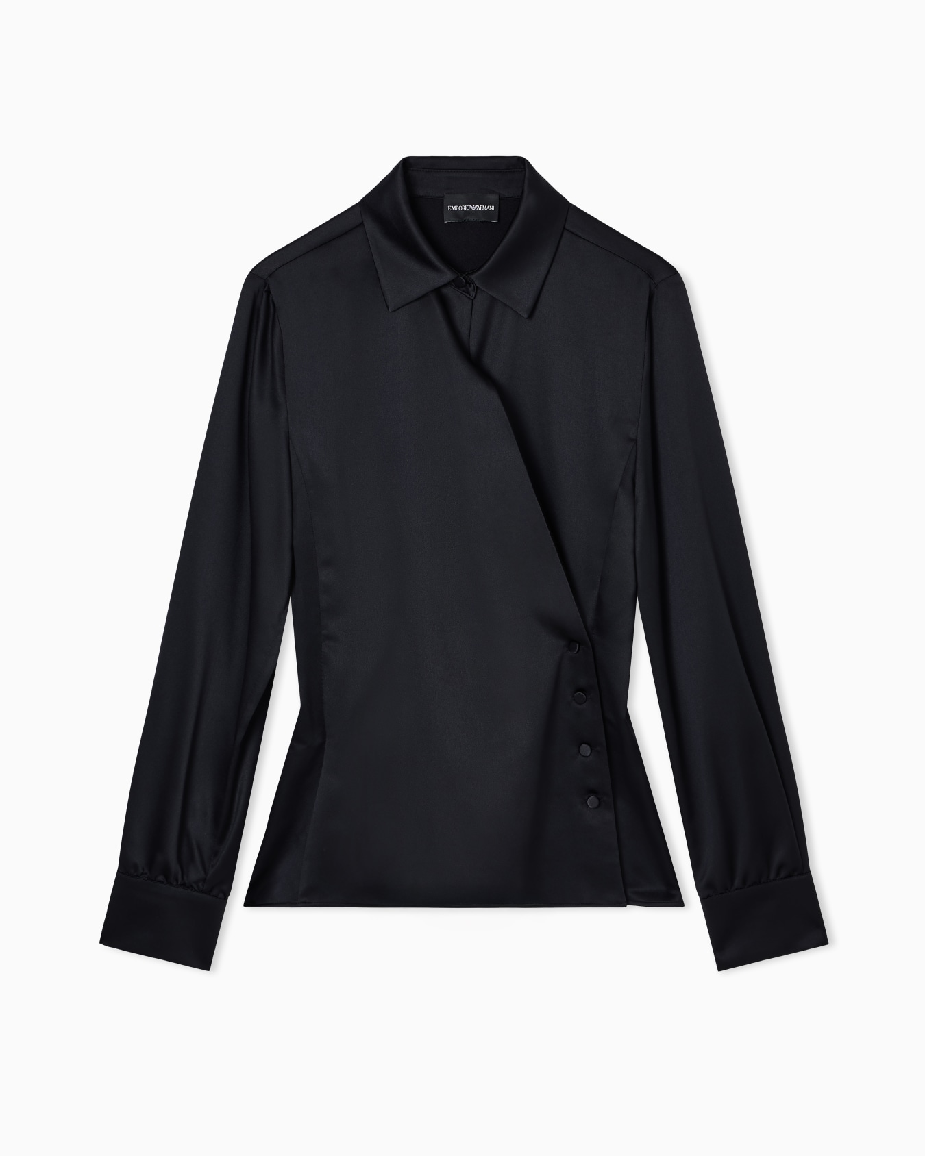 Camicia con chiusura a portafoglio in crepe satin Slide 0