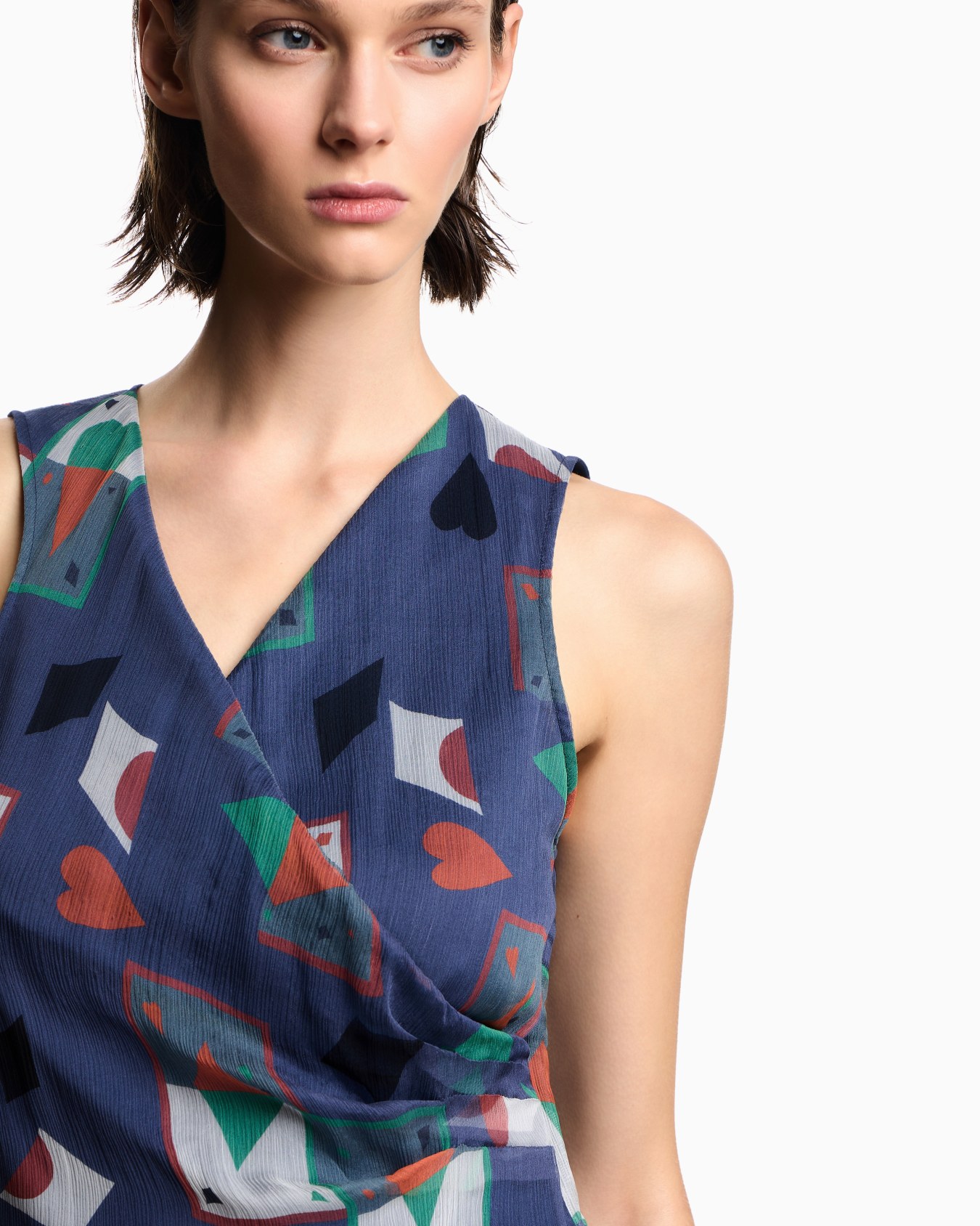 Top avec drapé en crêpe de soie Jeu de Cartes  Diapositive 4