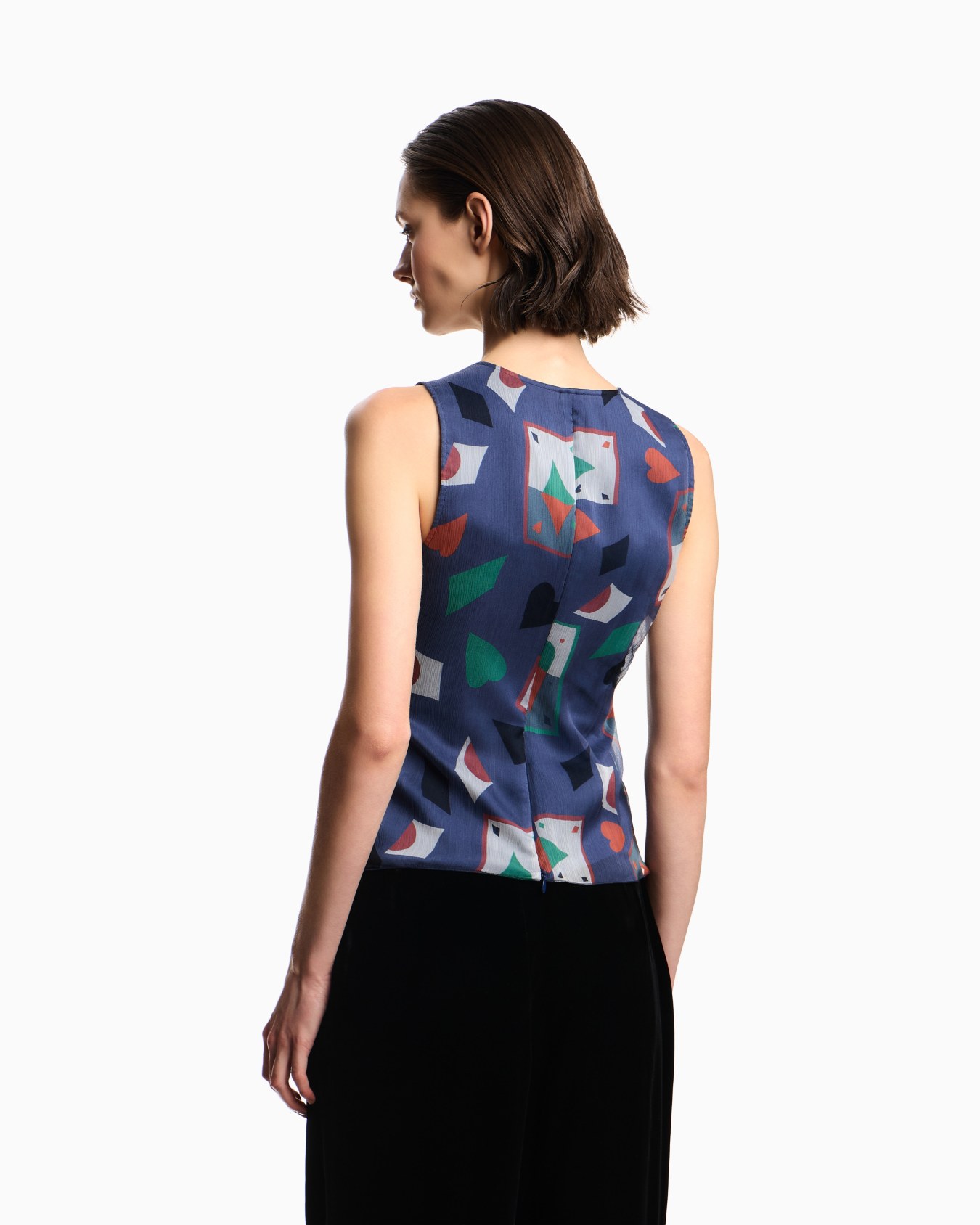 Top avec drapé en crêpe de soie Jeu de Cartes  Diapositive 2