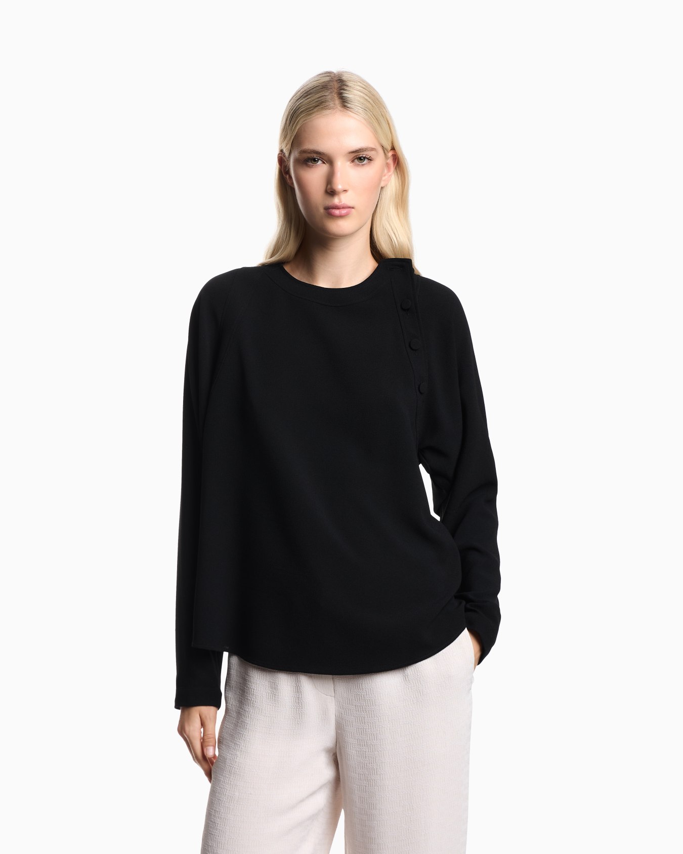 Stretch sandblasted fabric blouse Slide 3