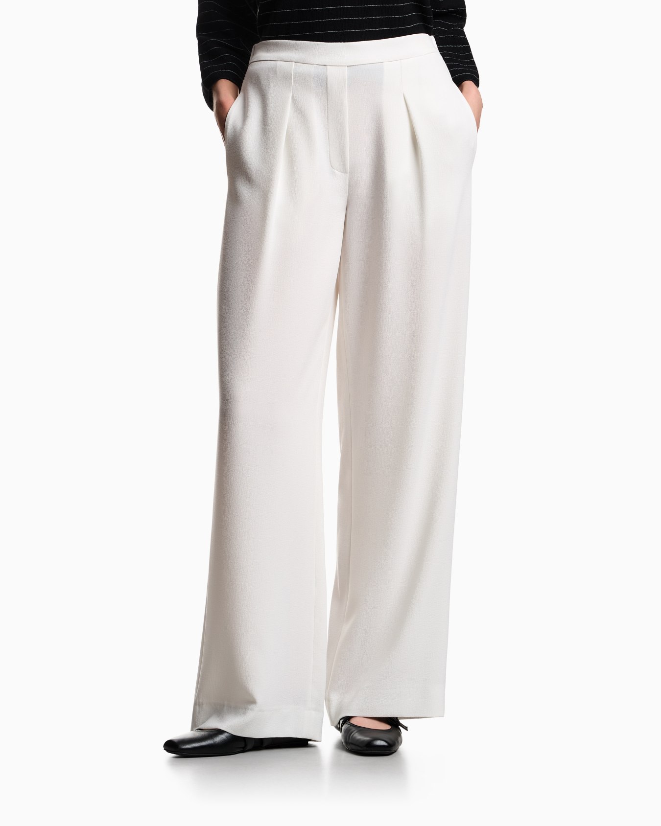 Pantalon à pinces en tissu sablé stretch Diapositive 3