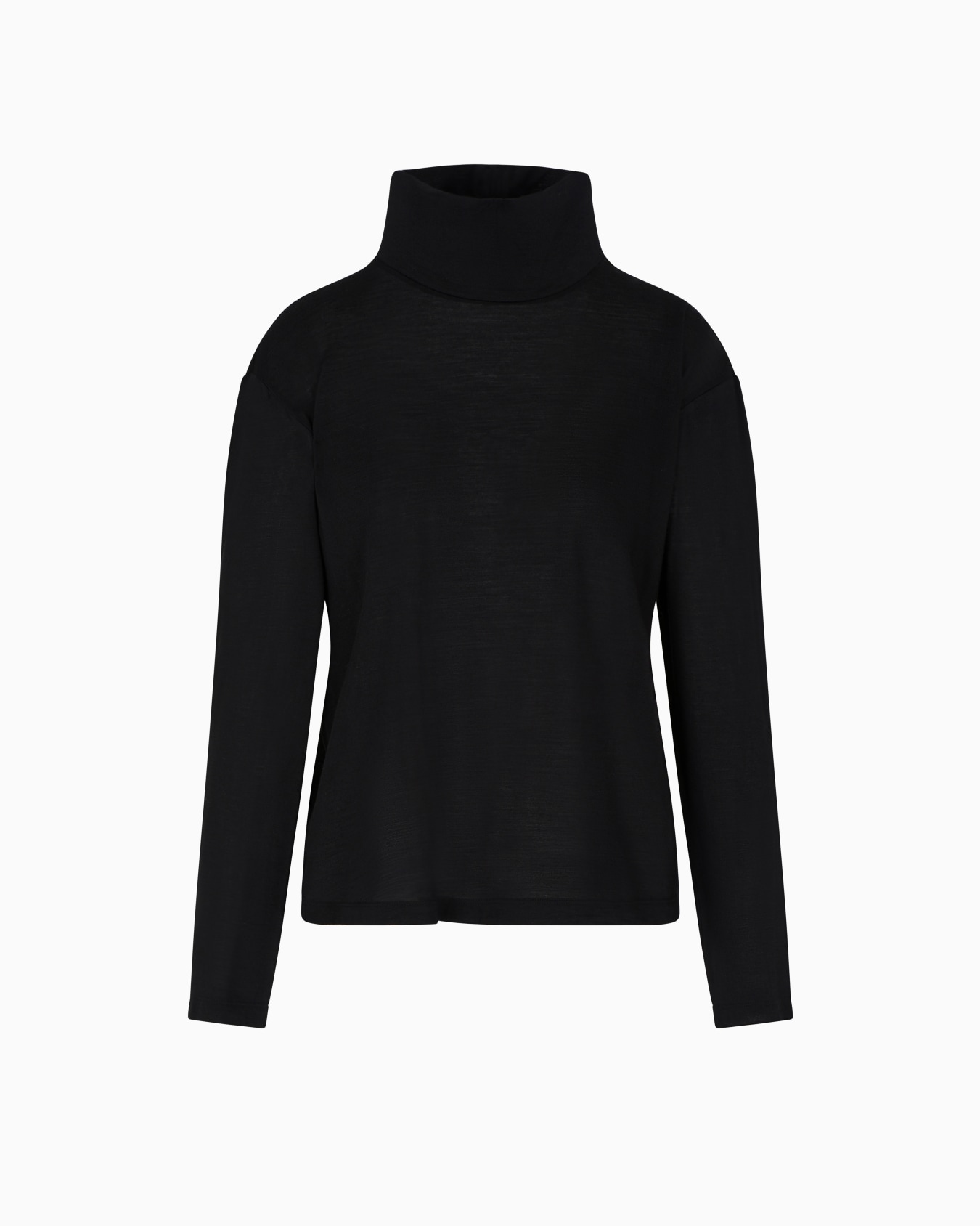 Lightweight jersey mock-neck jumper in a wool and silk blend Slide 0