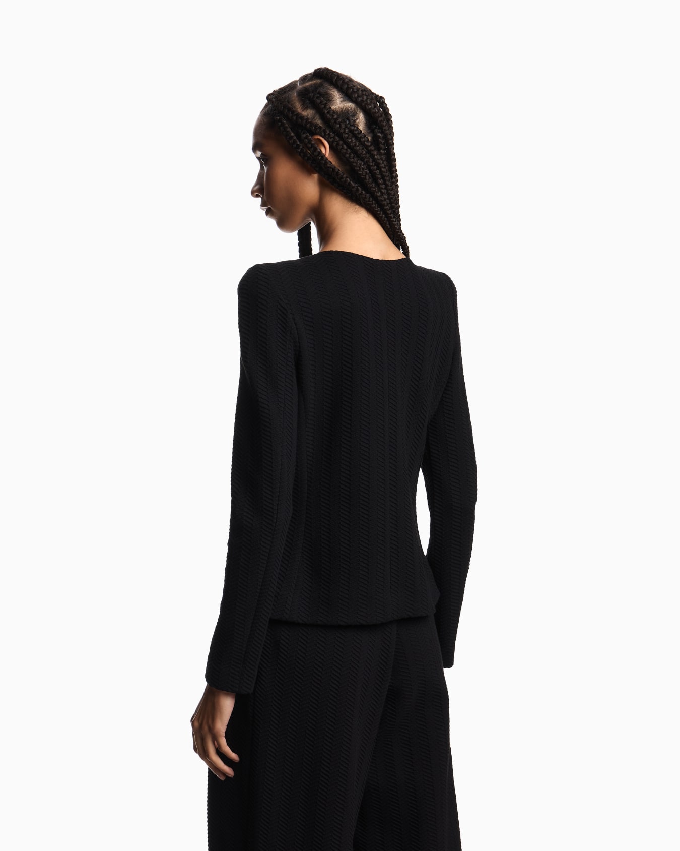 Chevron motif jersey zip-up jacket Slide 2