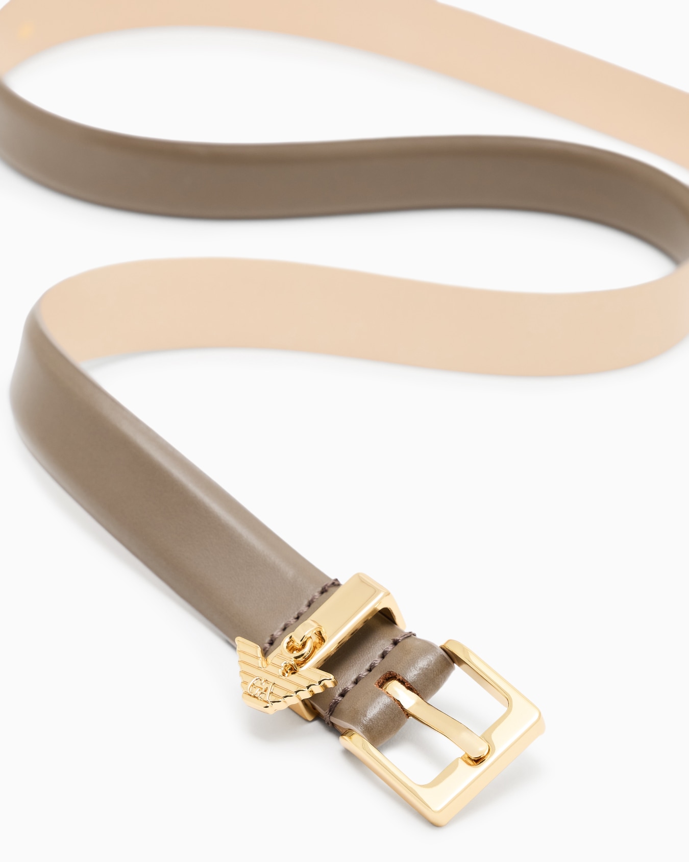 Smooth leather belt with eagle logo charm Slide 1