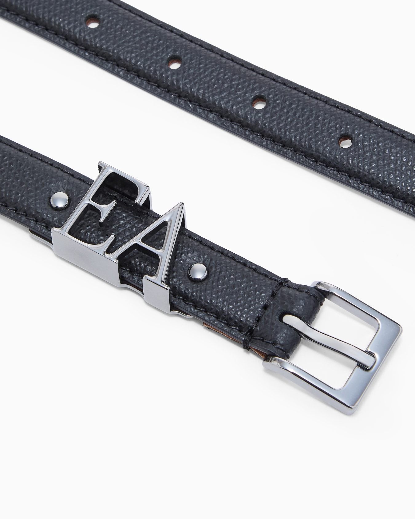 Micro-grained leather belt with EA buckle Slide 1