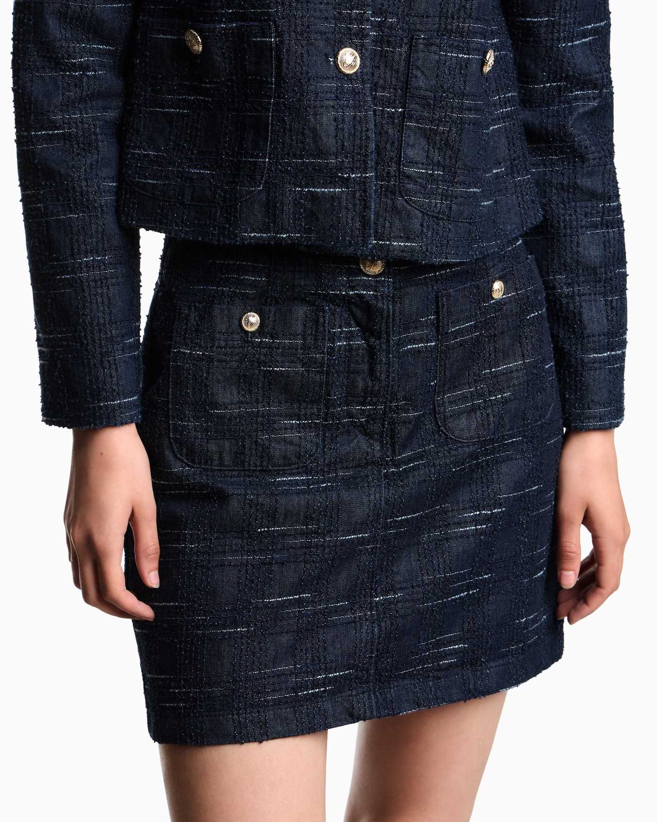 Gonna in denim jacquard motivo check Slide 4
