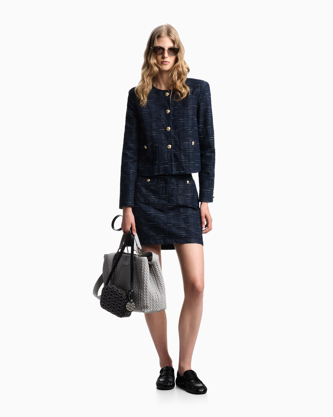 Gonna in denim jacquard motivo check Slide 1