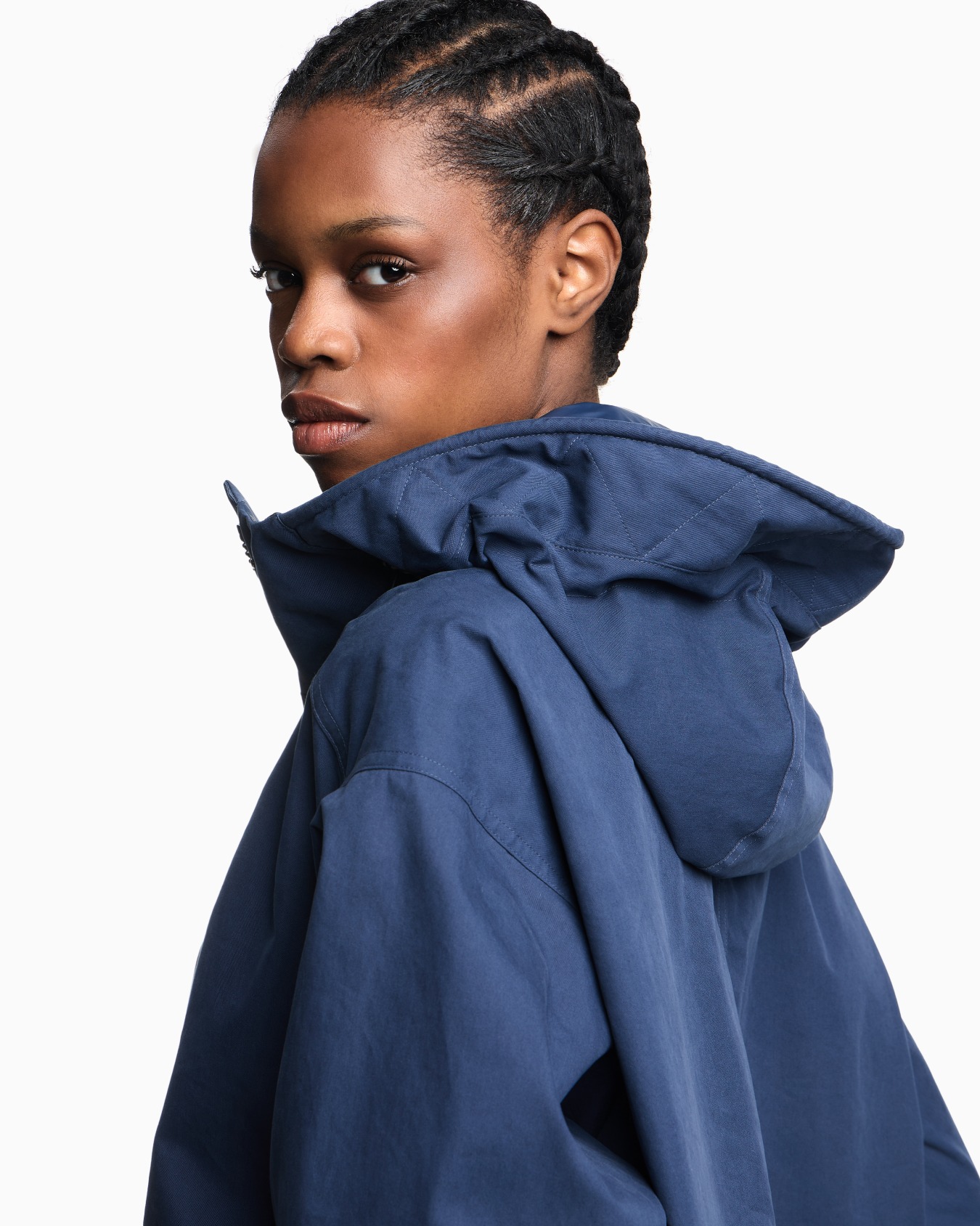 Blouson con zip e cappuccio in tecno cotone water repellent Slide 5