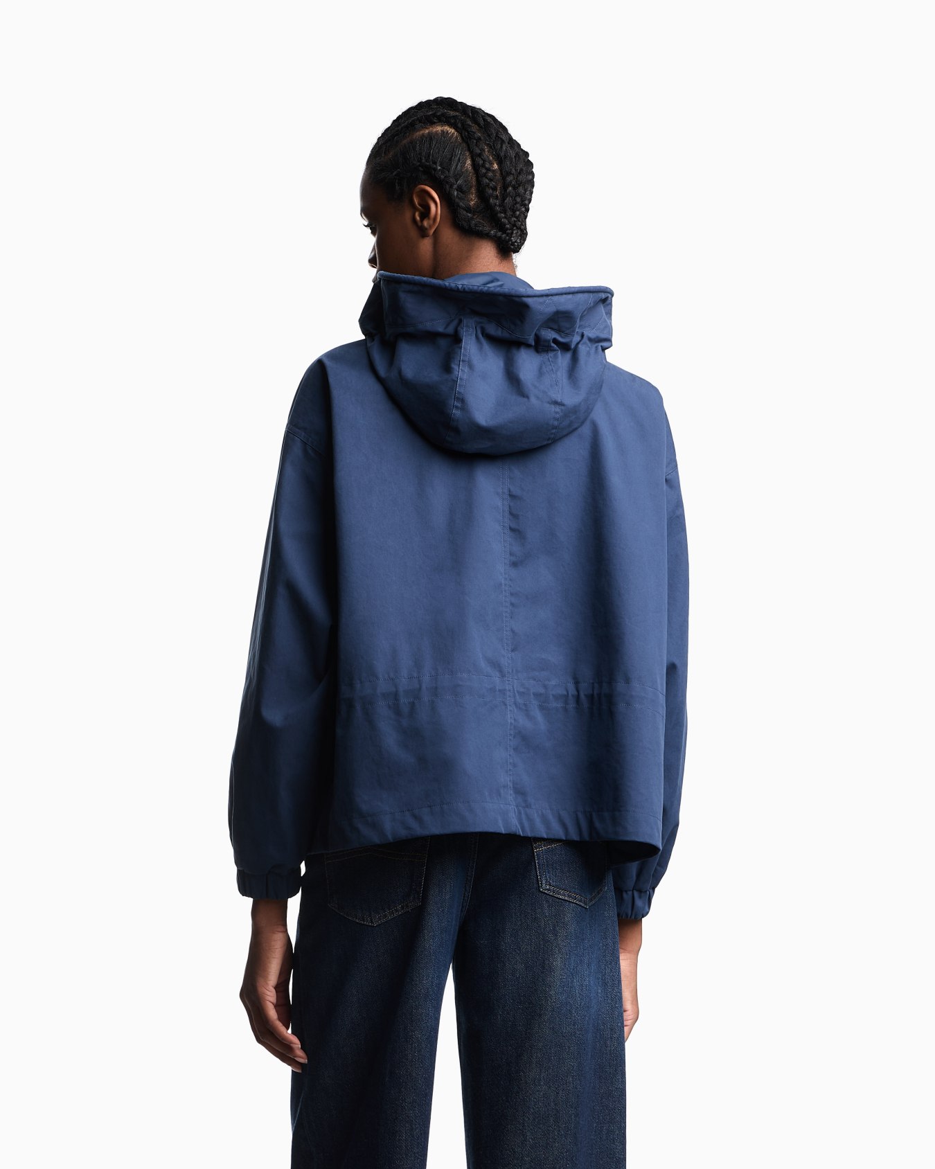 Blouson con zip e cappuccio in tecno cotone water repellent Slide 3