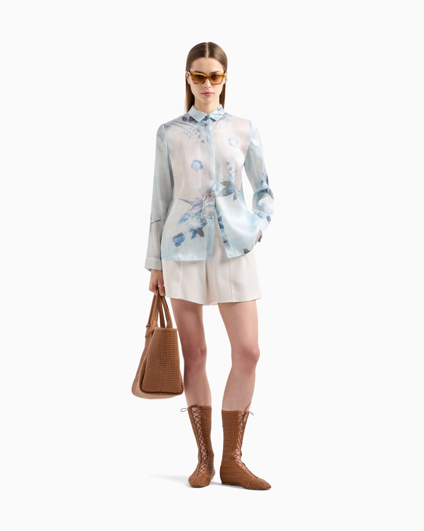 Shirt in trilobal fabric with batik flower print Slide 1