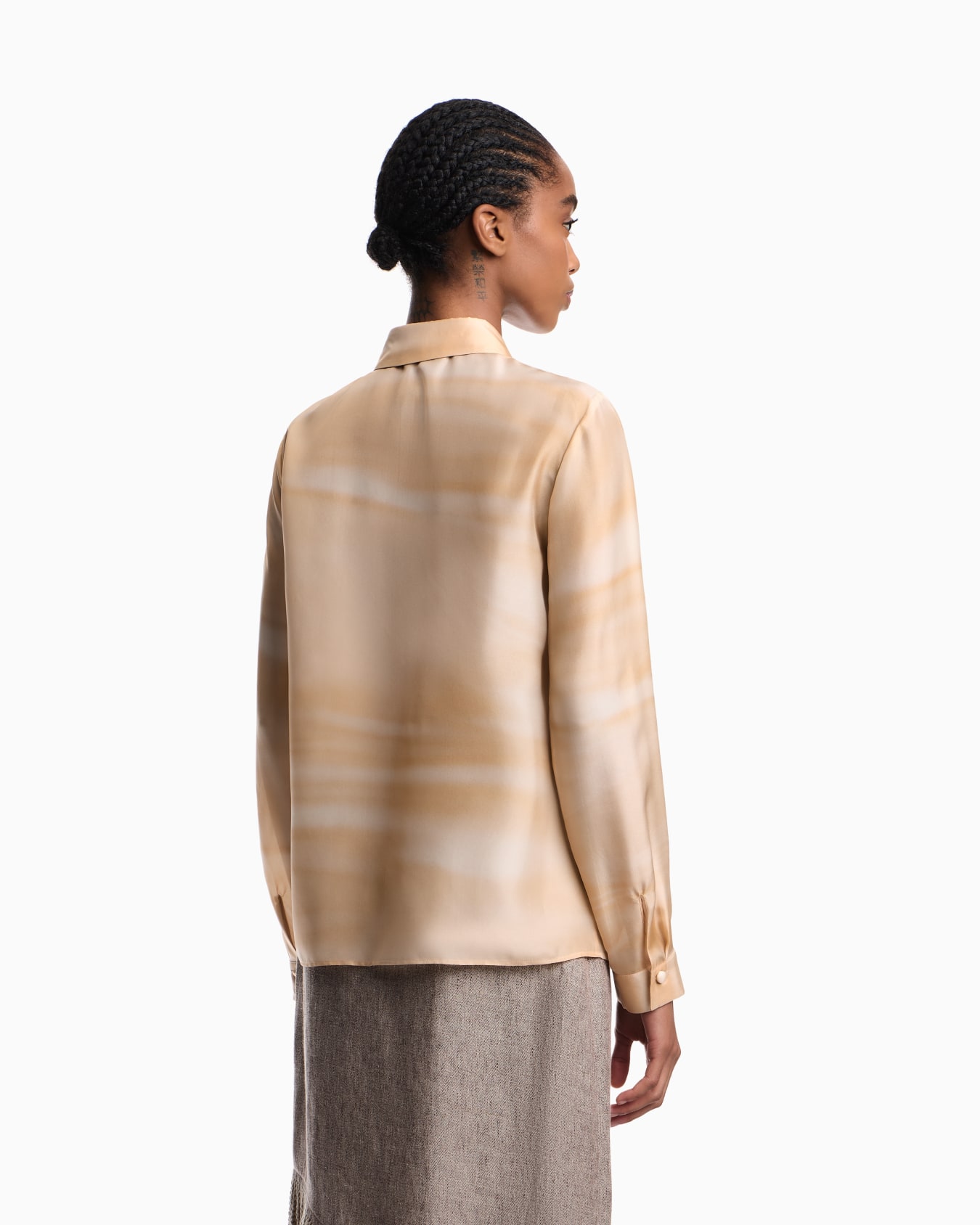 シャツ シルクポンジー フェードプリント スライドする 3