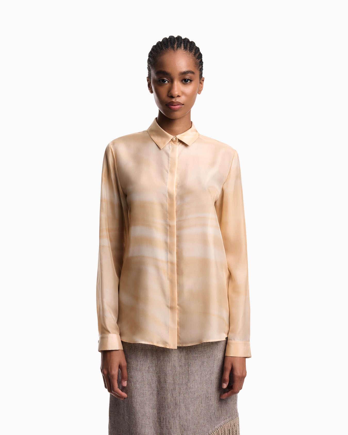 シャツ シルクポンジー フェードプリント スライドする 2