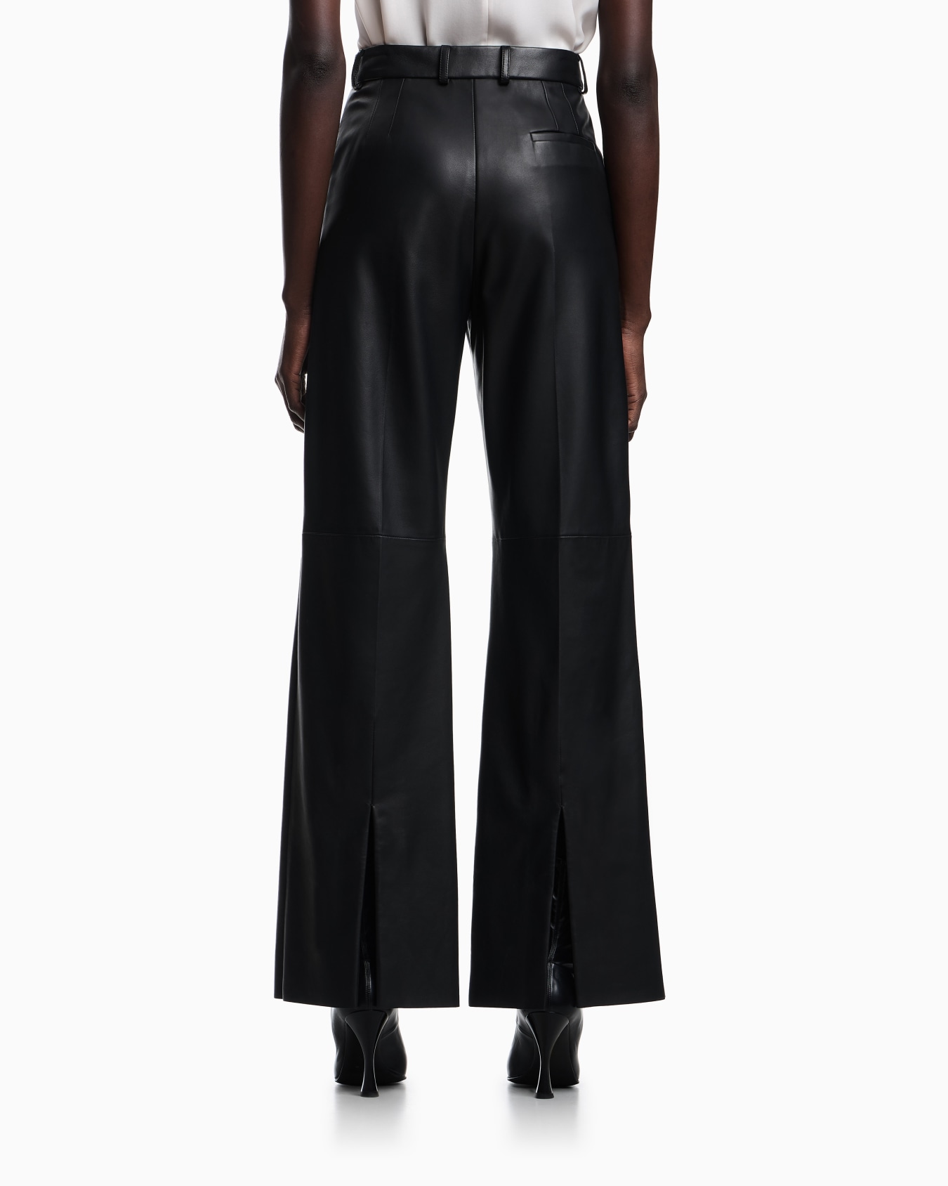 Glove-quality lambskin nappa leather palazzo trousers Slide 2