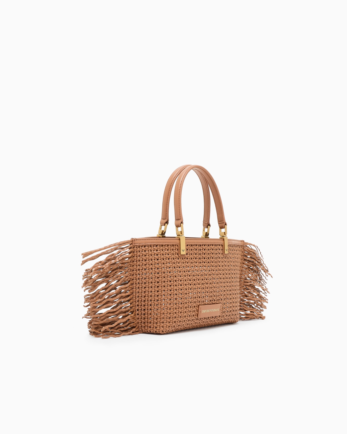 Borsa a mano intrecciata con dettaglio frange Slide 1