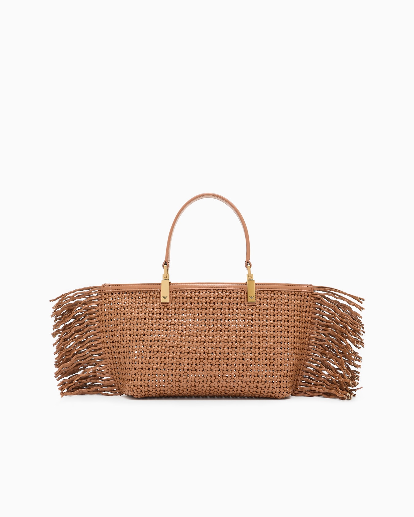 Borsa a mano intrecciata con dettaglio frange Slide 2