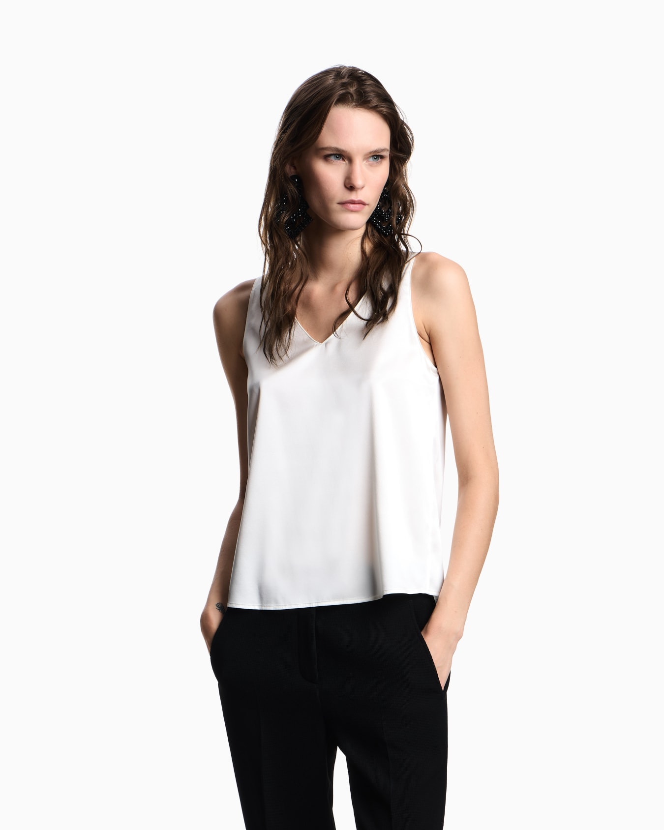Silk satin V-neck top  Slide 3