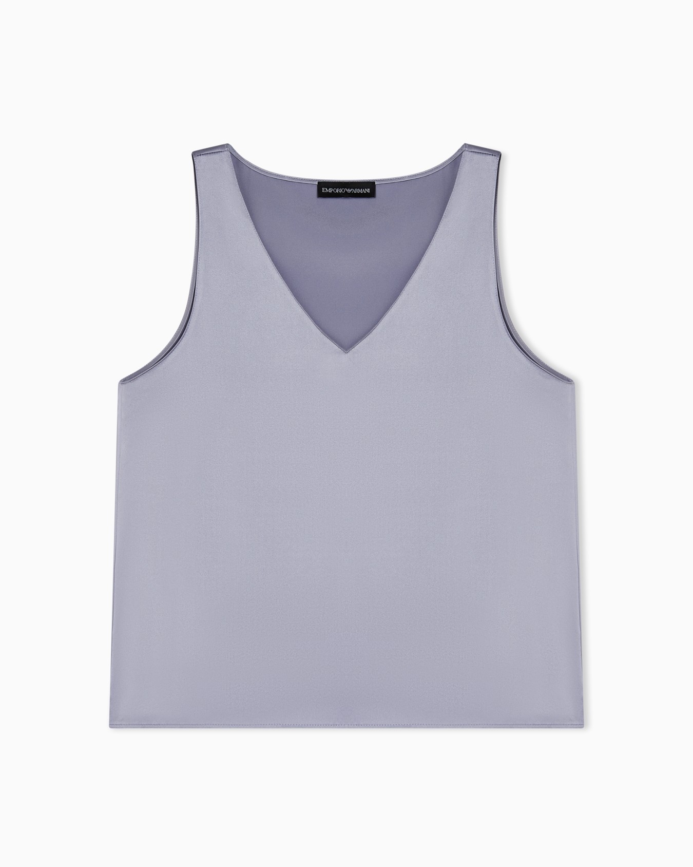 Top avec col en V en satin de soie Diapositive 0