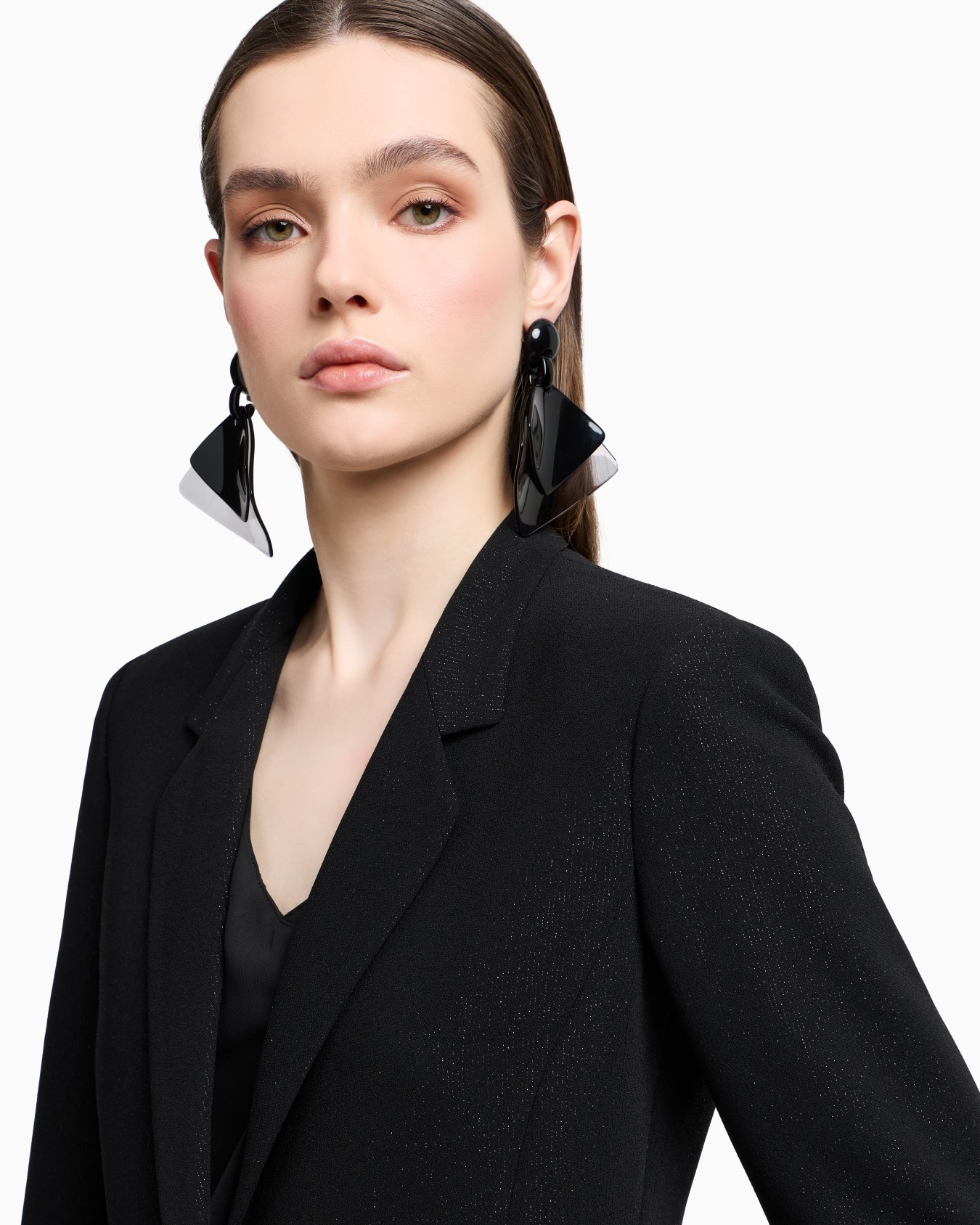 Blazer de abotonadura sencilla de crepé de lúrex Diapositiva 4