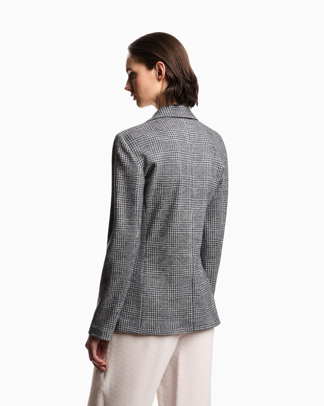 Icon Blazer, einreihig, aus kompaktem Jersey-Strick mit Prince-of-Wales-Muster Folie 2