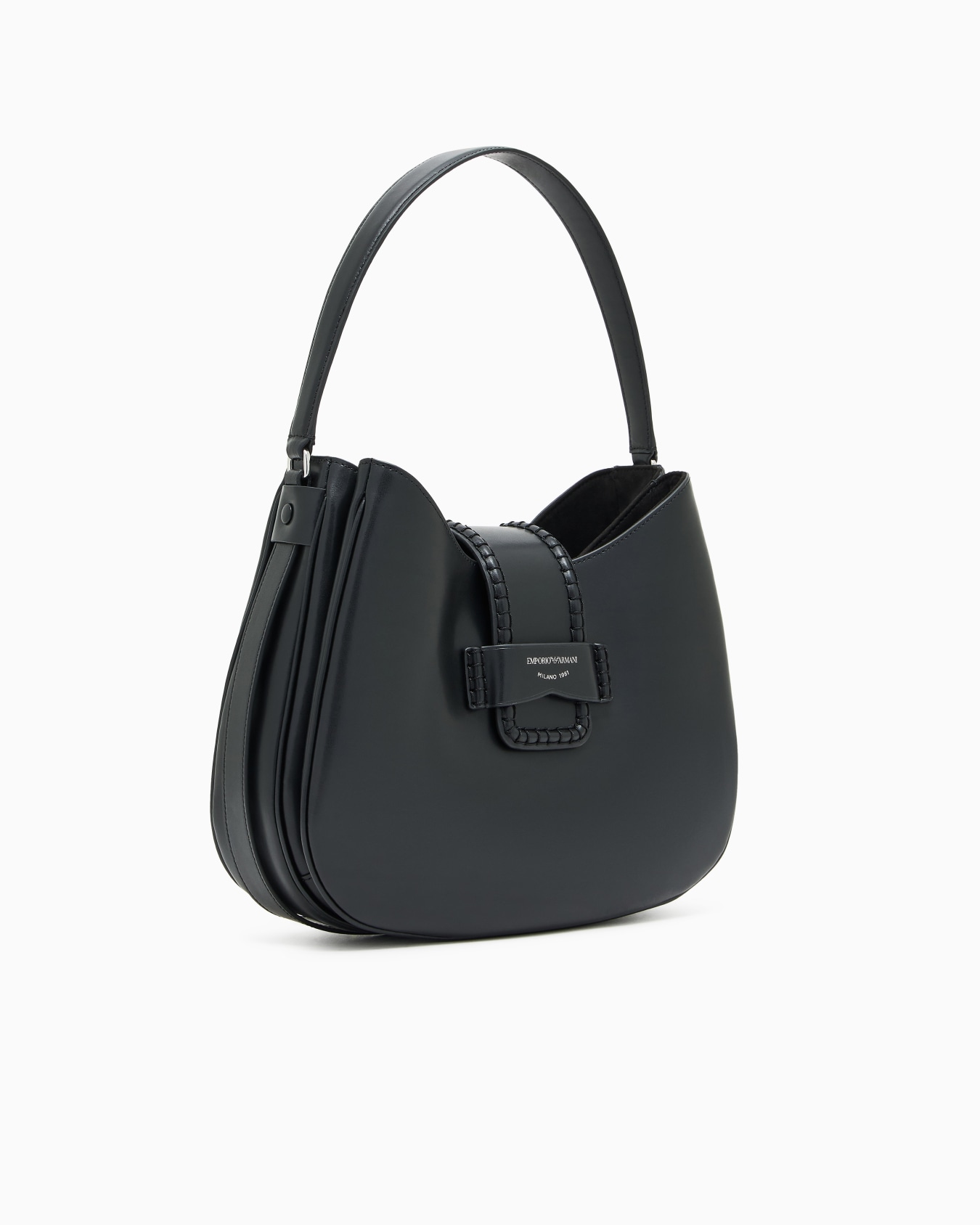 Leather medium hobo shoulder bag with buckle Slide 1