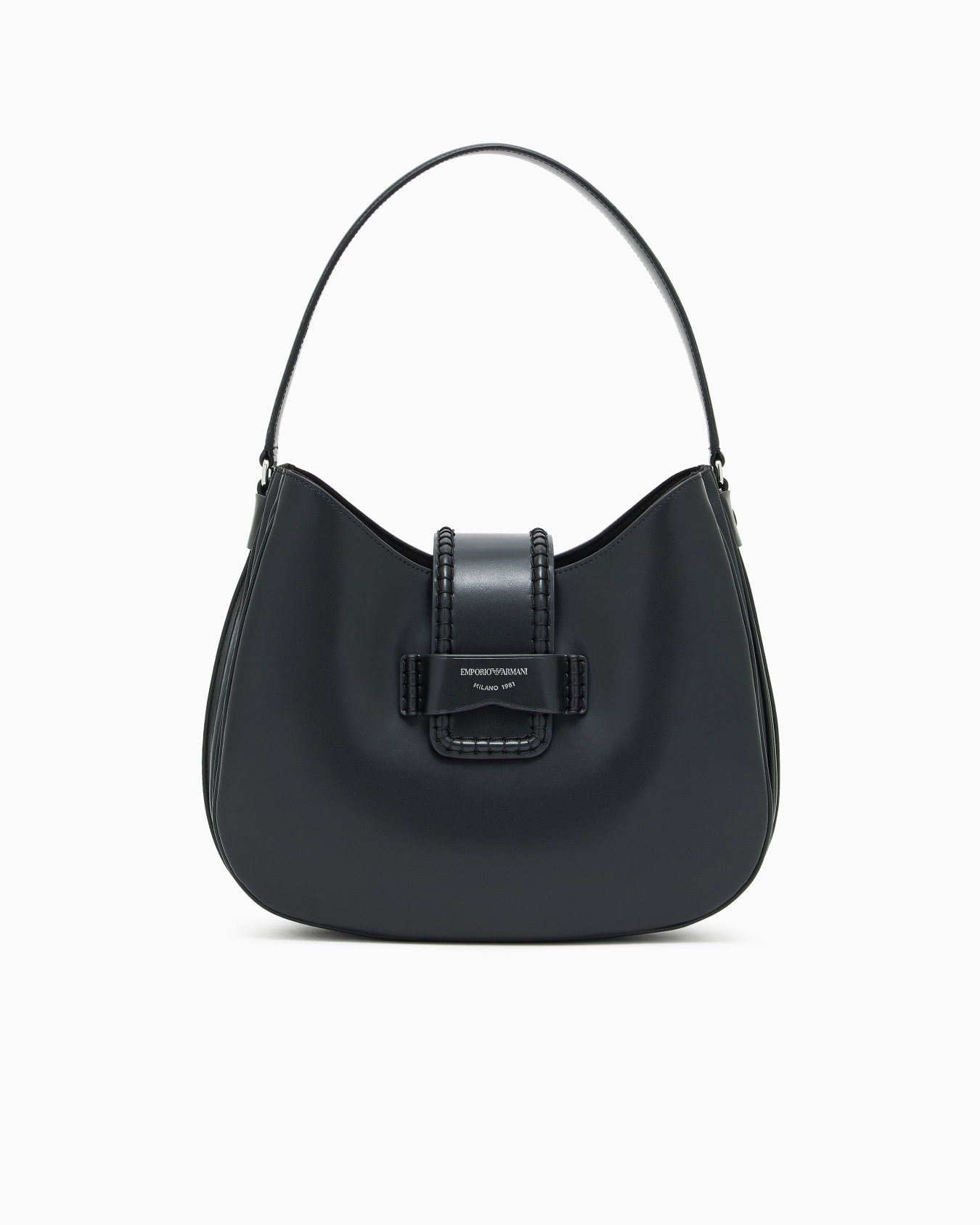 Leather medium hobo shoulder bag with buckle Slide 0