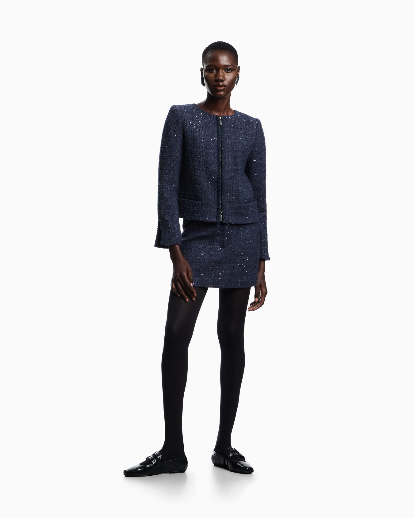 Lurex tweed mini skirt with micro sequins Slide 1