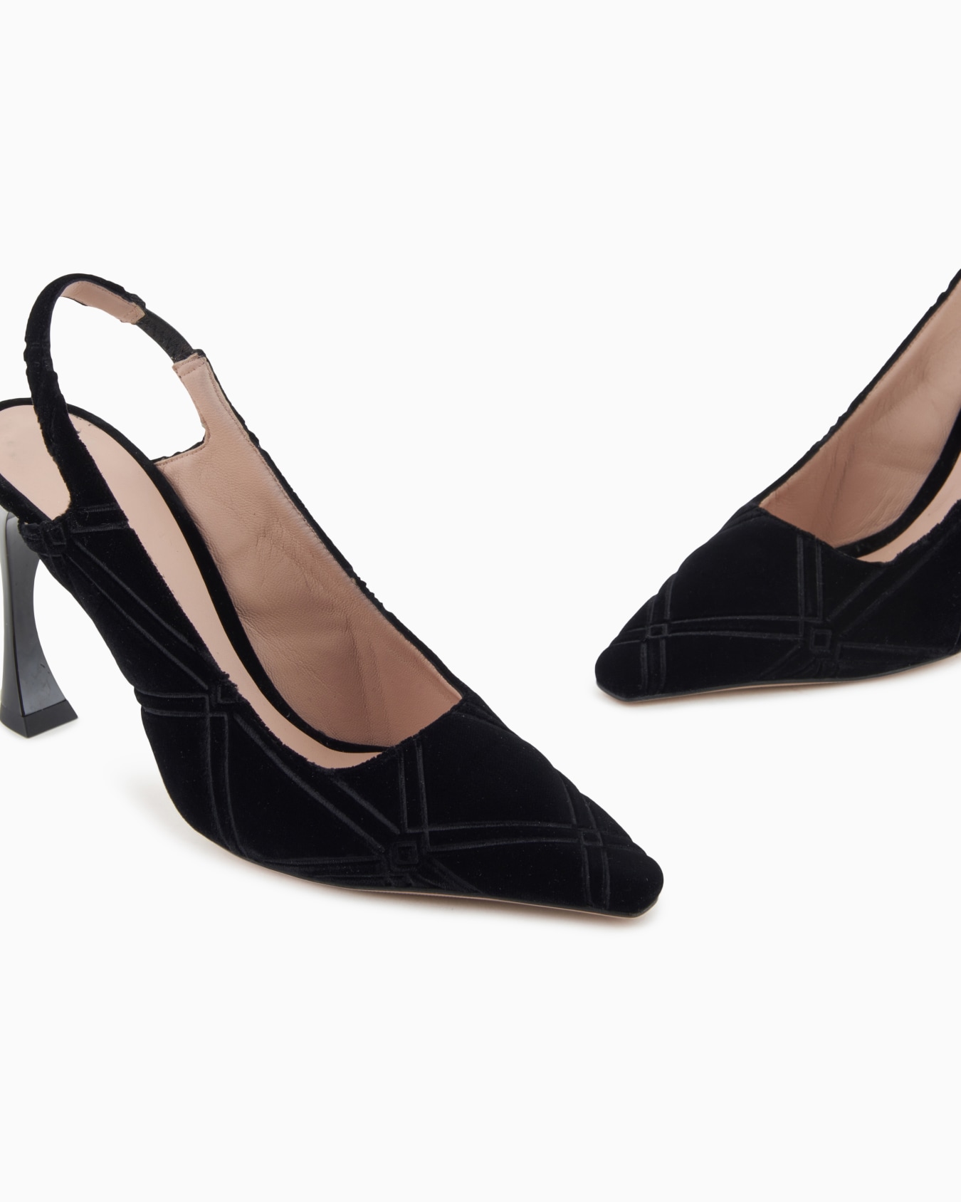 Décolleté slingback in velluto con motivo a rilievo Slide 4