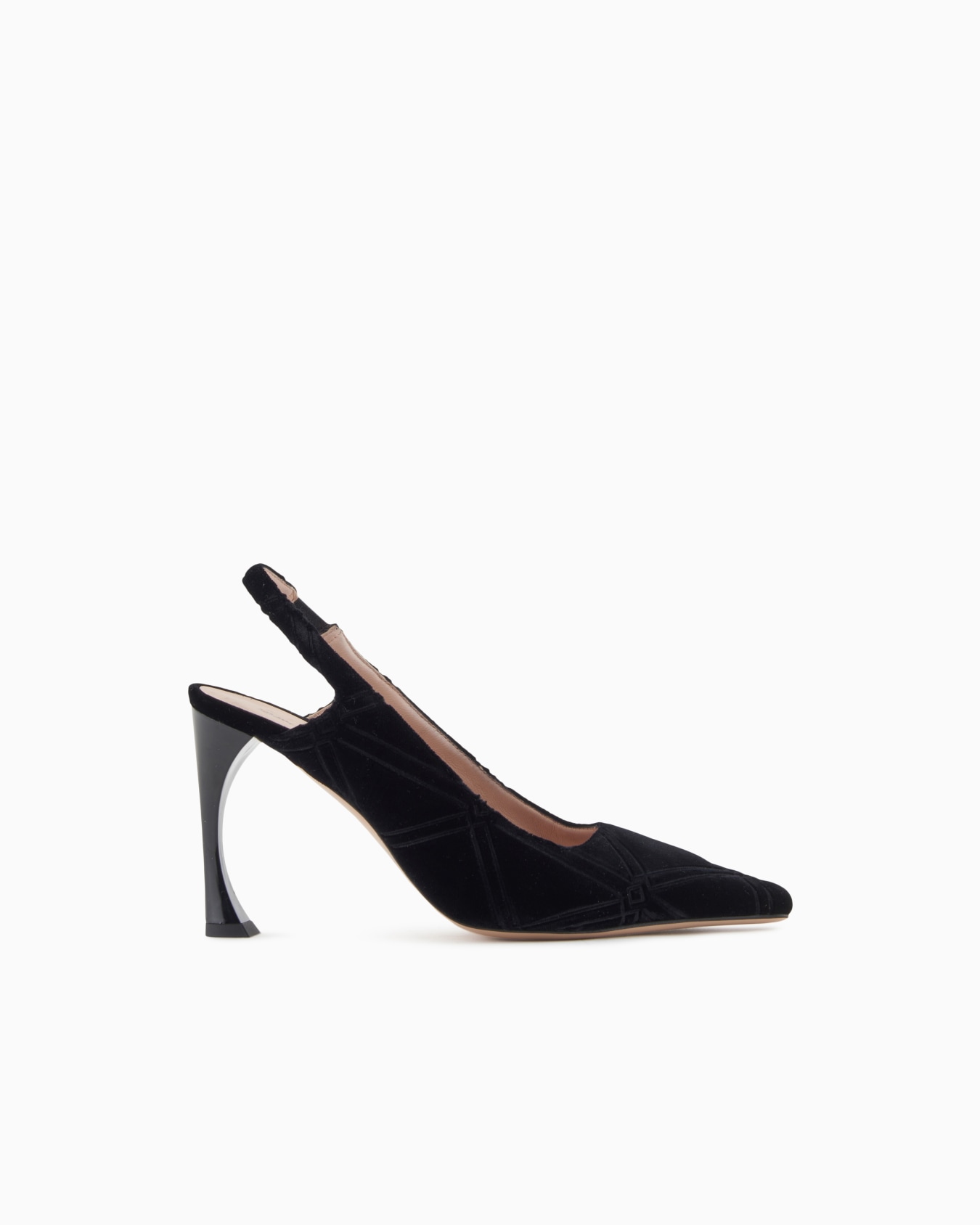 Décolleté slingback in velluto con motivo a rilievo Slide 0