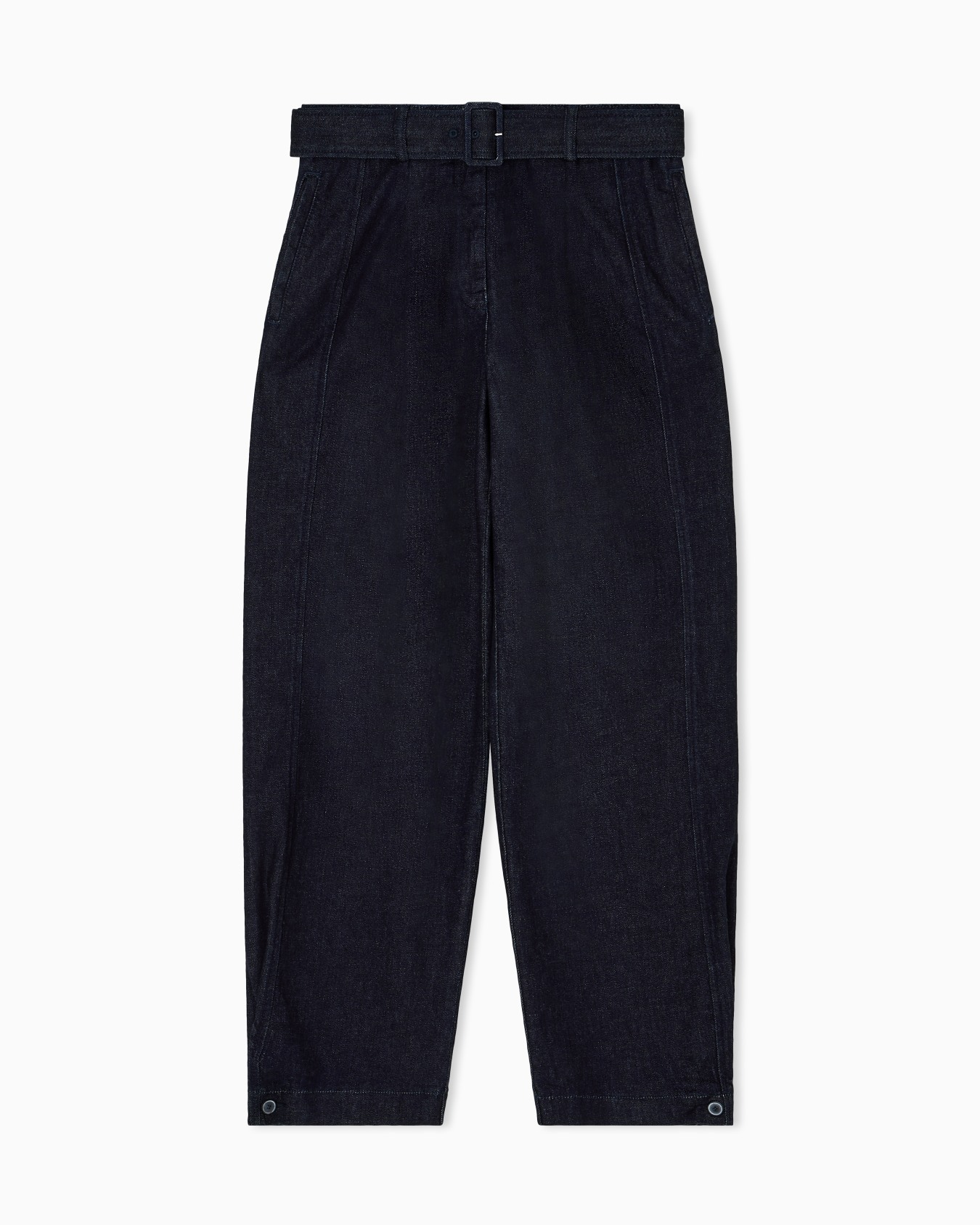Icon denim trousers with pleats and belt Slide 0