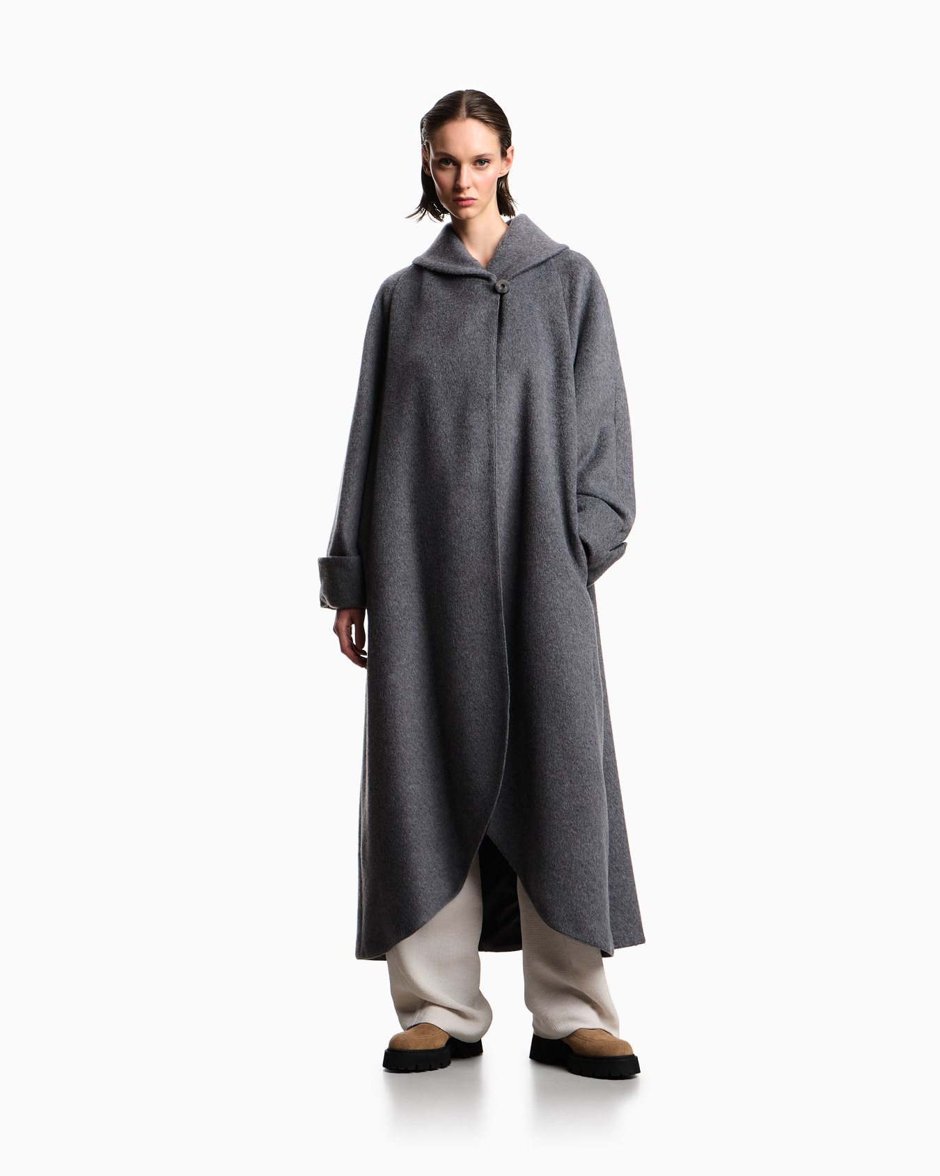 Manteau long en laine de castor et alpaga Icon Diapositive 2