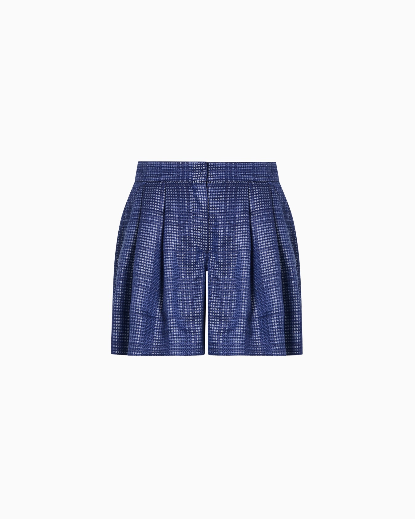 Shorts with pleats in a cupro blend with a check motif Slide 0