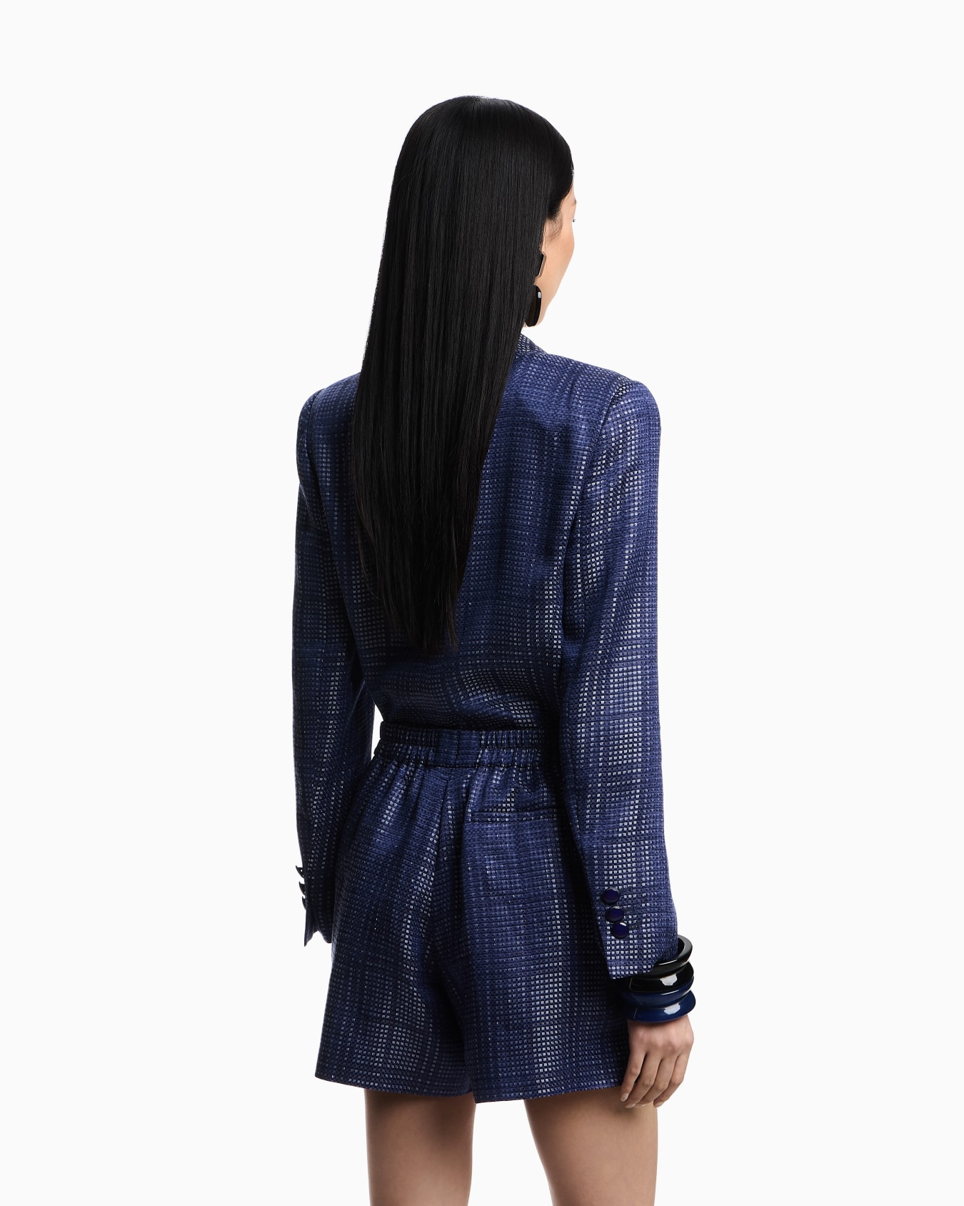 Shorts with pleats in a cupro blend with a check motif Slide 2
