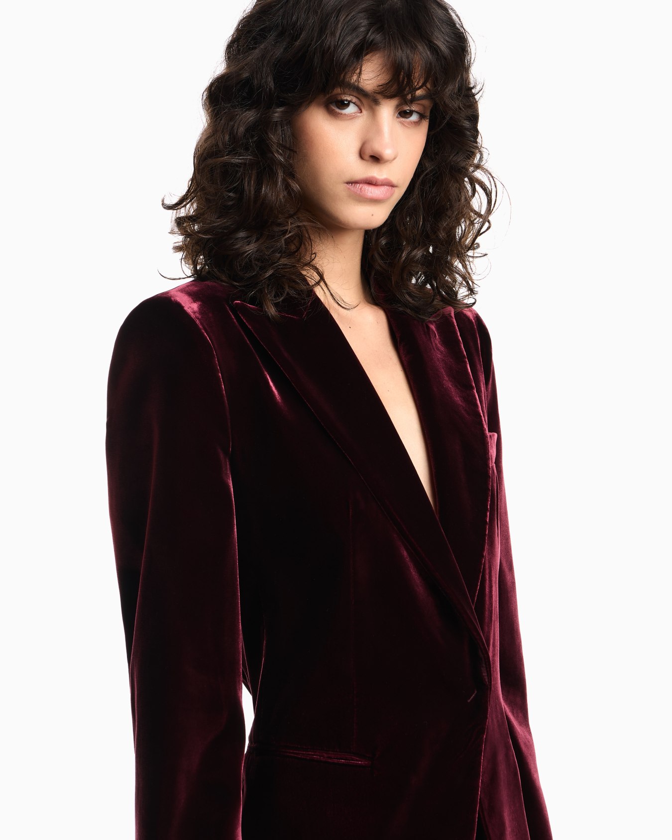 Single-breasted blazer in liquid velvet Slide 4