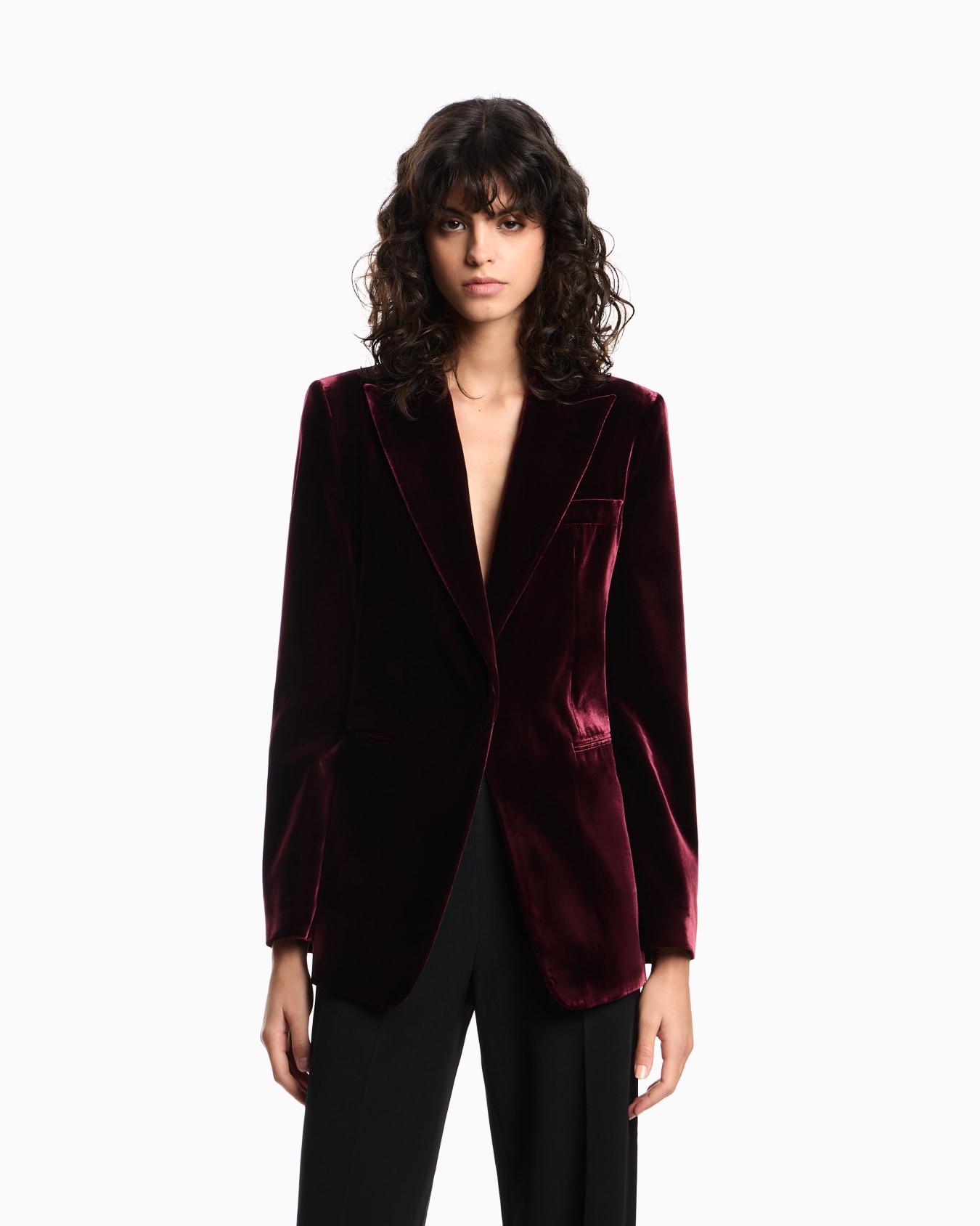 Single-breasted blazer in liquid velvet Slide 3