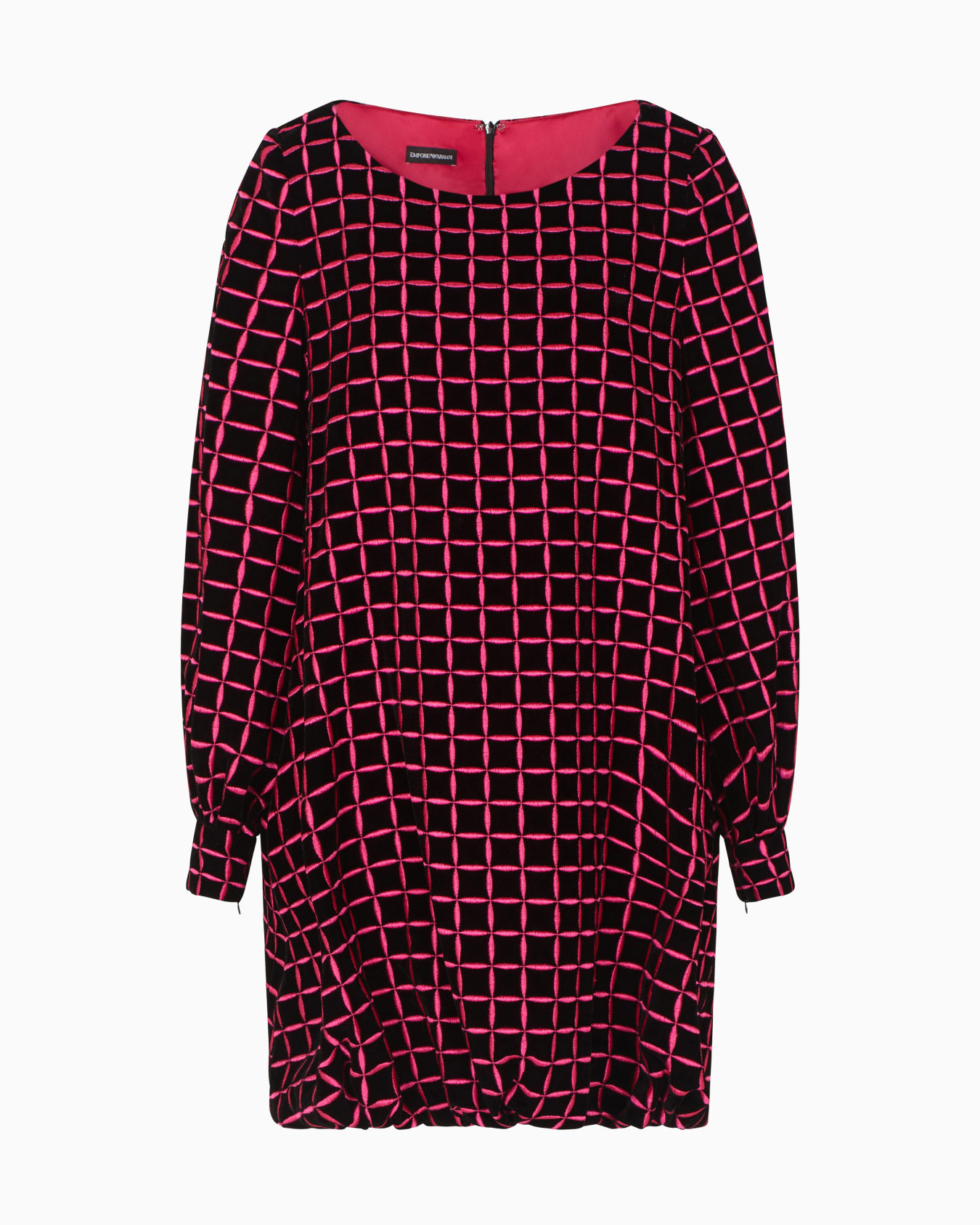 Kurzes Samtkleid mit gesticktem Karo-Muster Folie 0