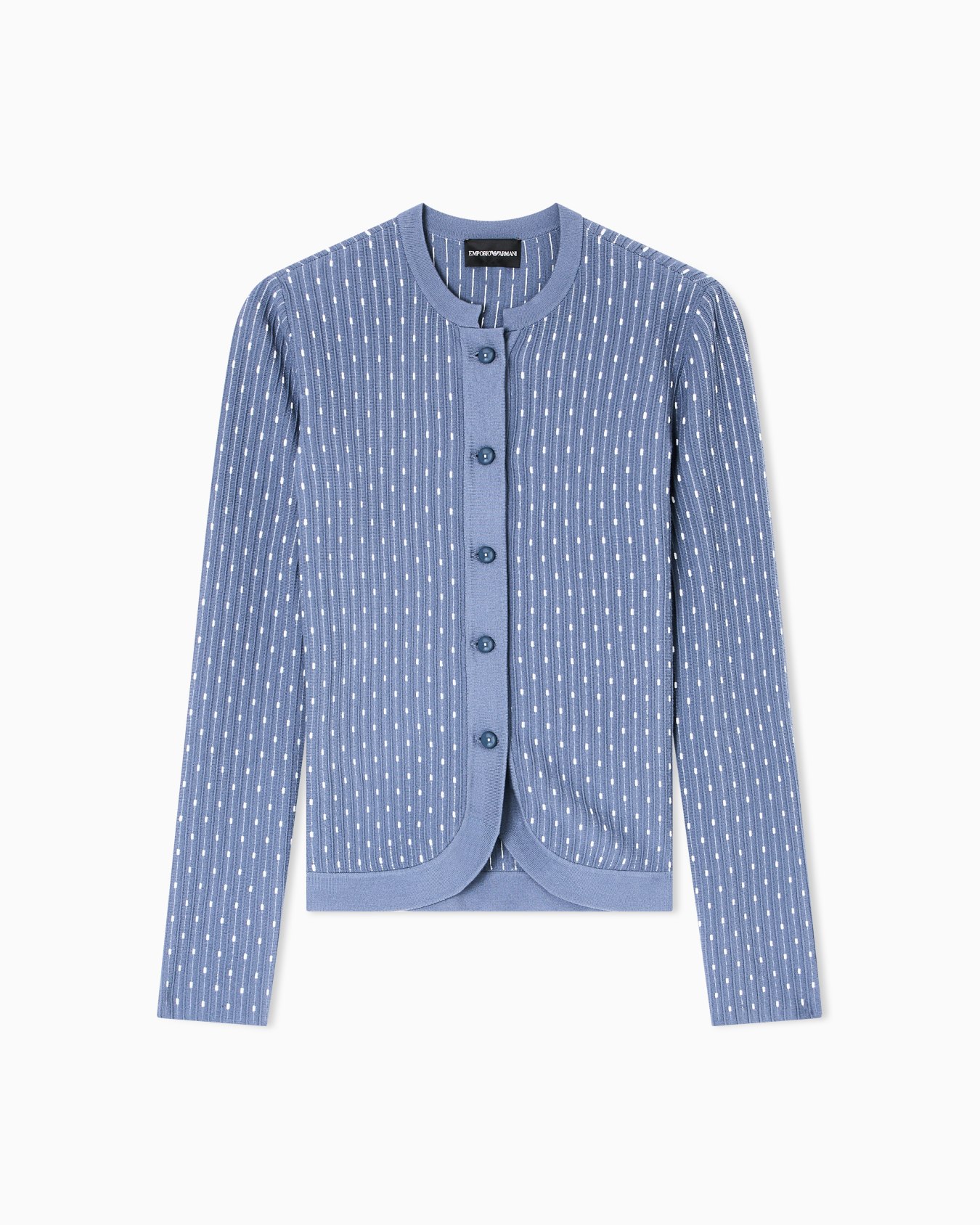 Polka-dot viscose-jacquard plain-knit cardigan Slide 0