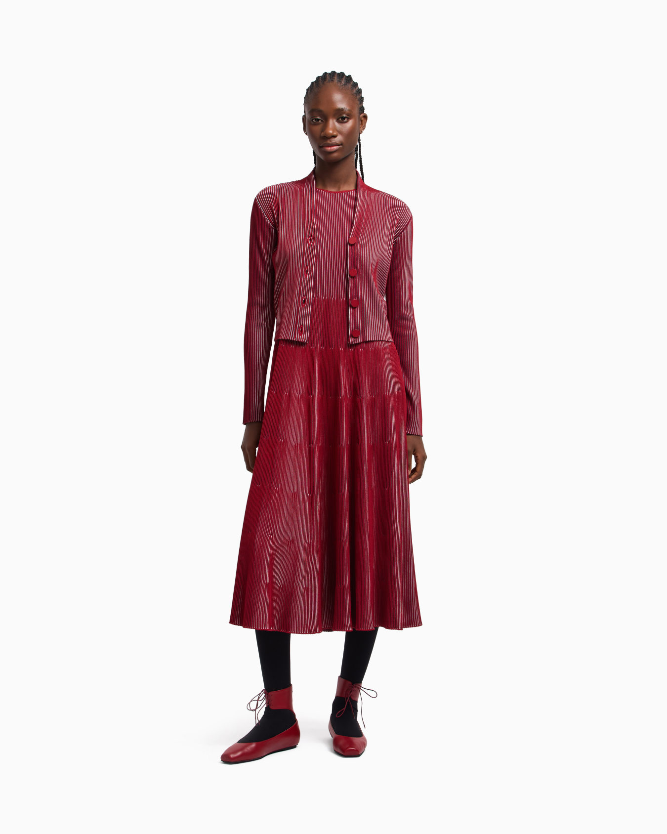 Ärmelloses Kleid in Glatt- und Linksstrick-Verarbeitung mit Vanisé-Effekt Folie 2