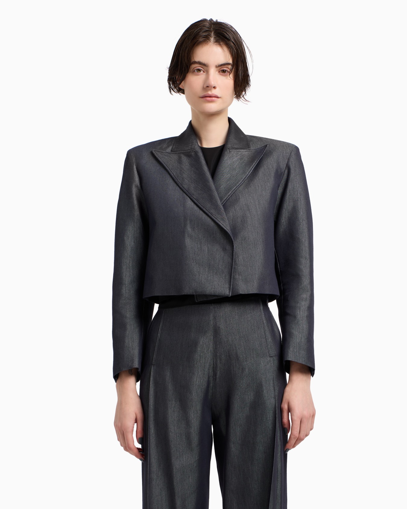 Bolero de gabardina teñida en hilo cápsula Polygon Diapositiva 3