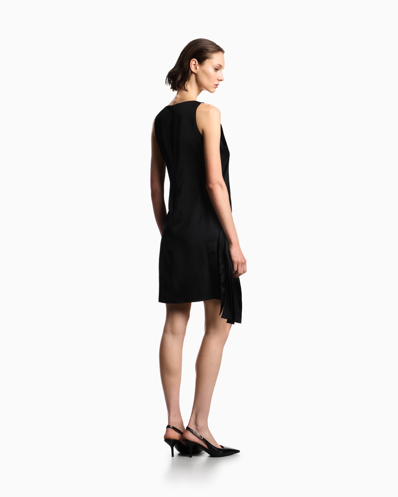 Polygon capsule collection dress with satin-fringed details Slide 2