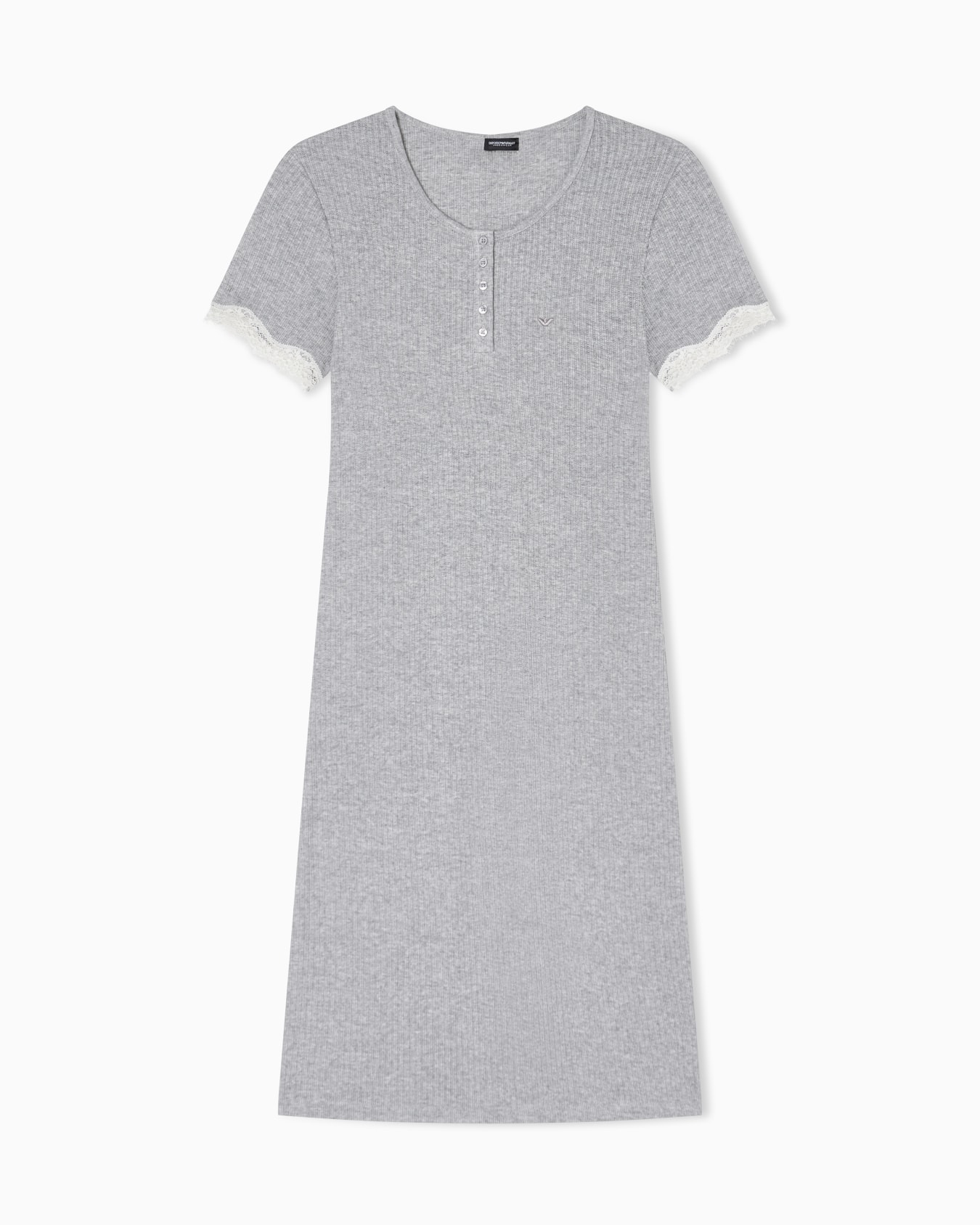 Modal-blend ribbed nightdress with lace Slide 0