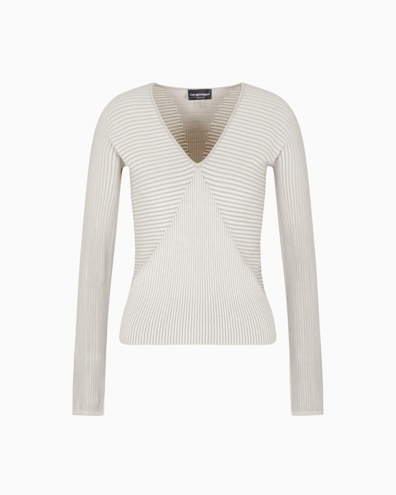 V-neck jumper with striped links-stitched details Slide 0