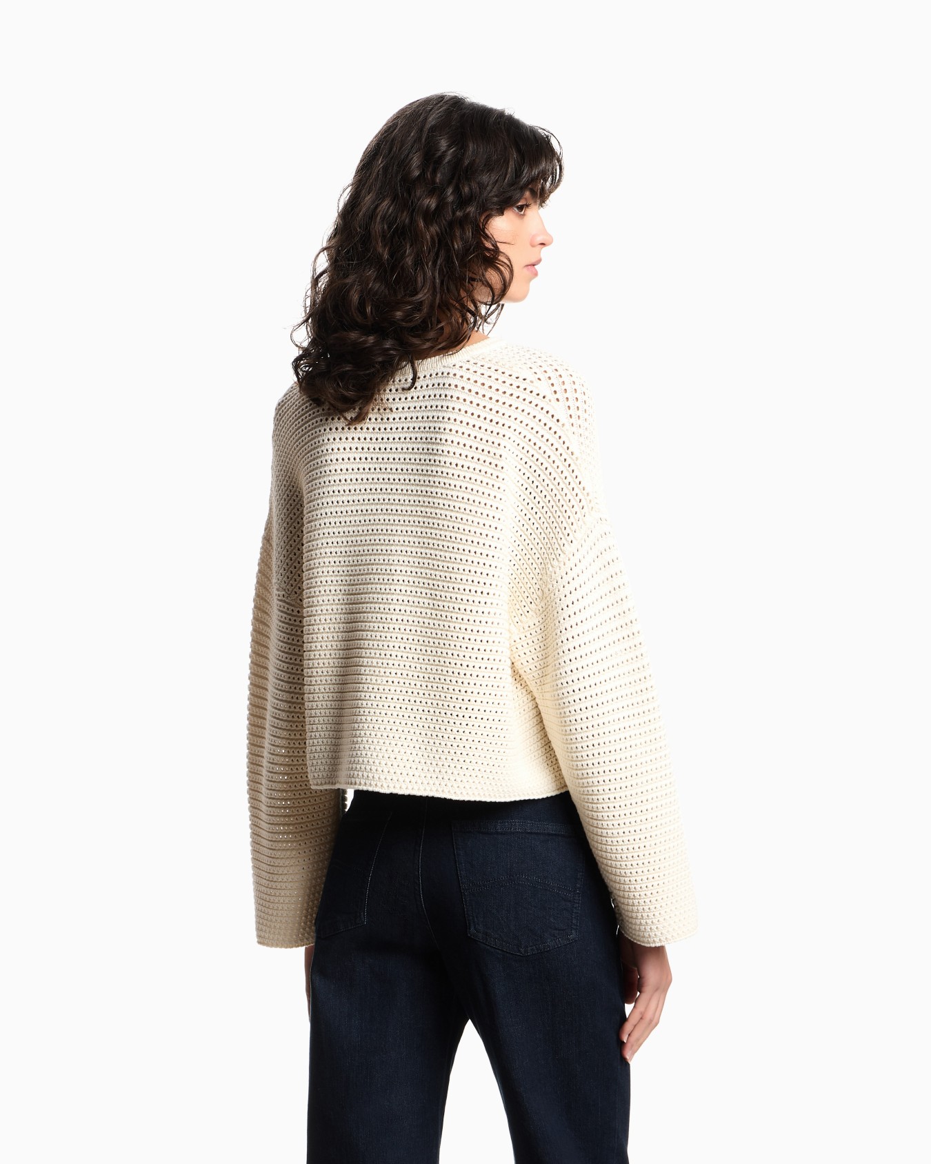 Resort capsule collection perforated link-stitch cropped jumper Slide 2