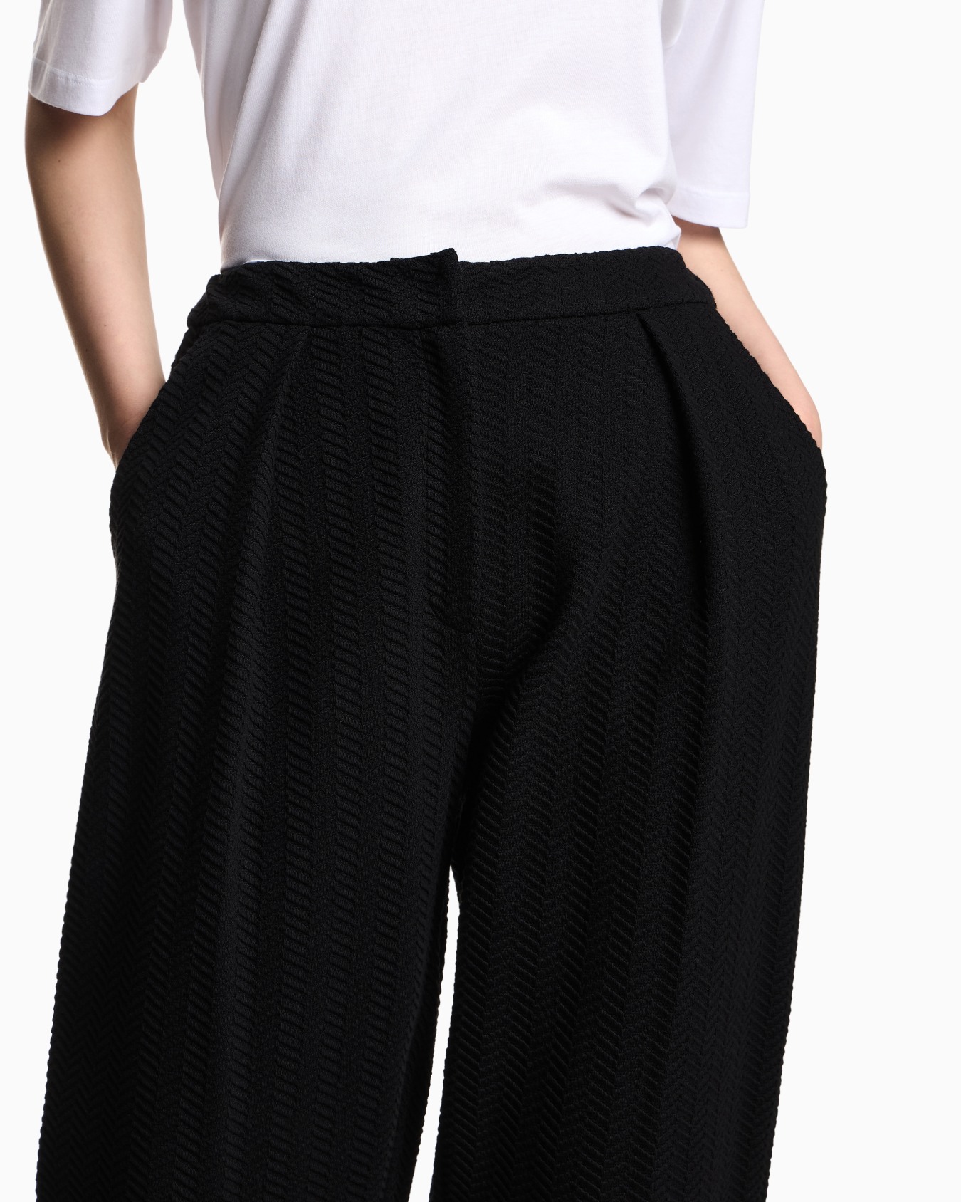 ASV chevron motif jersey trousers with pleats Slide 4