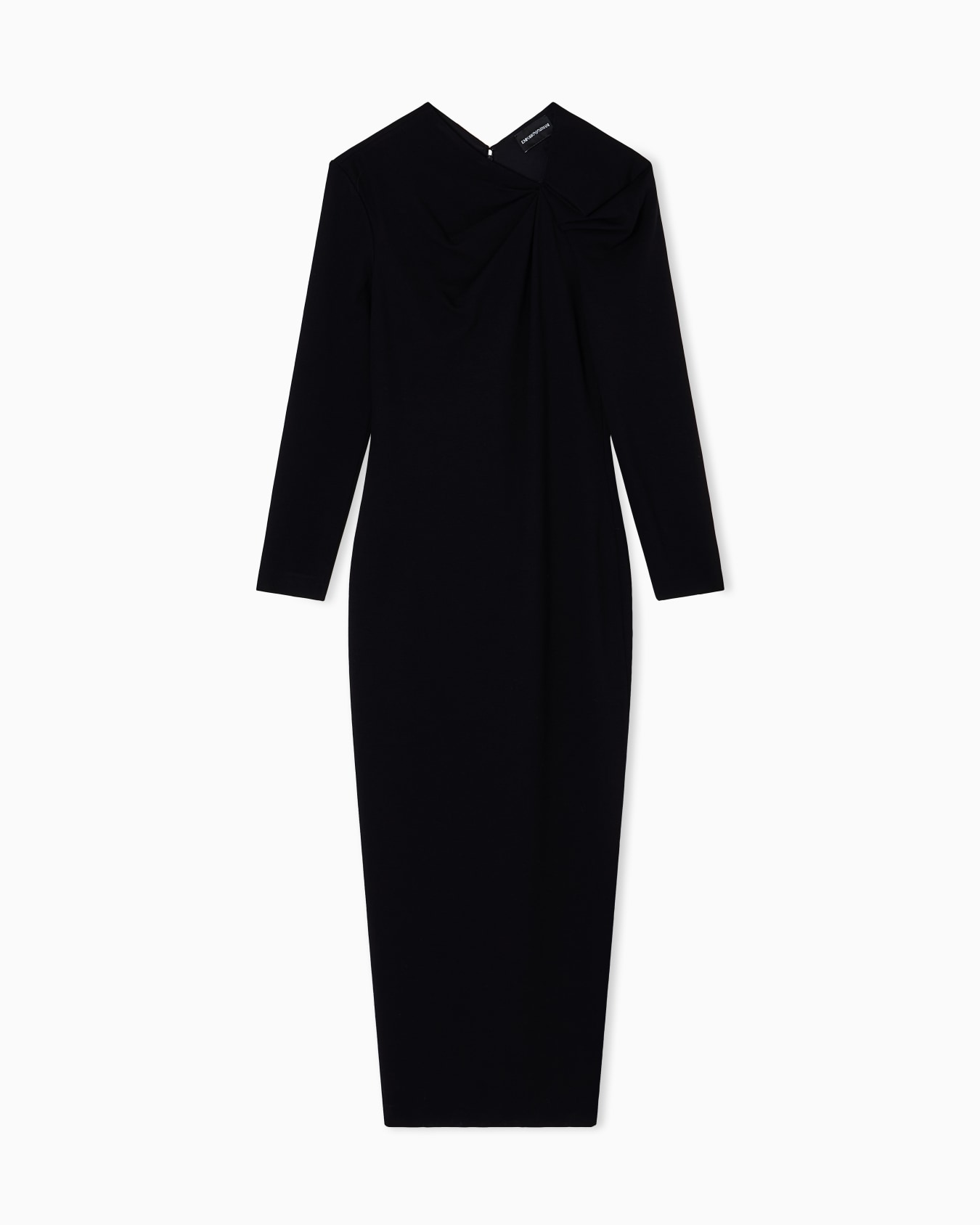 Long dress with gathering detail in stretch Milano stitch Slide 0