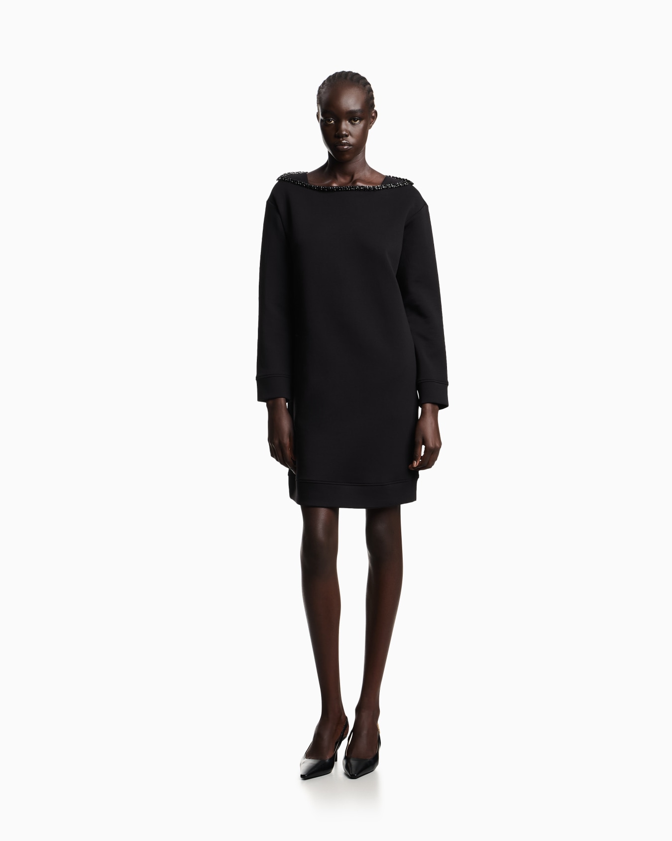 ASV double-jersey dress with rhinestone detail Slide 1